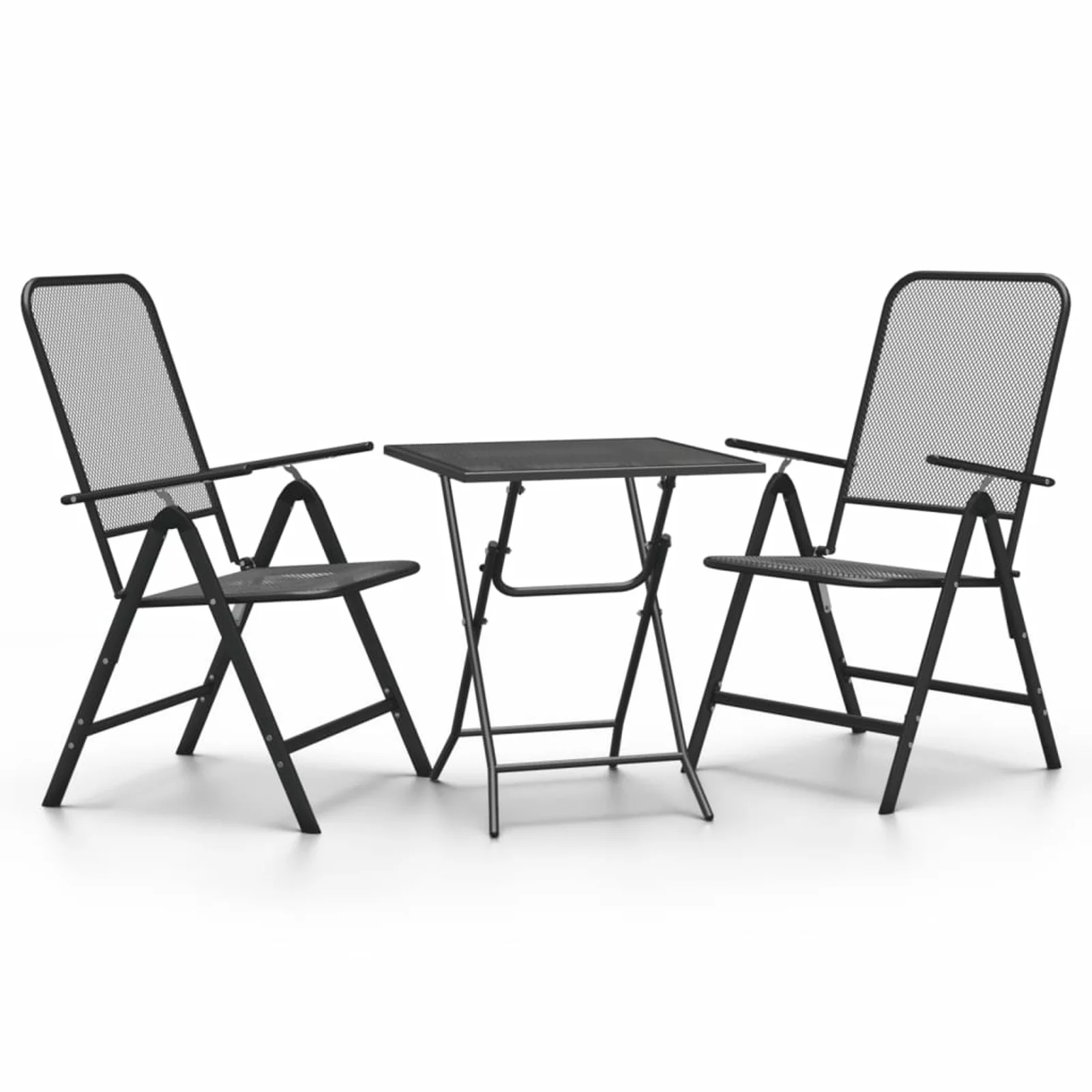 Aibecy 3 Piece Patio Dining Set Expanded Metal Mesh Anthracite