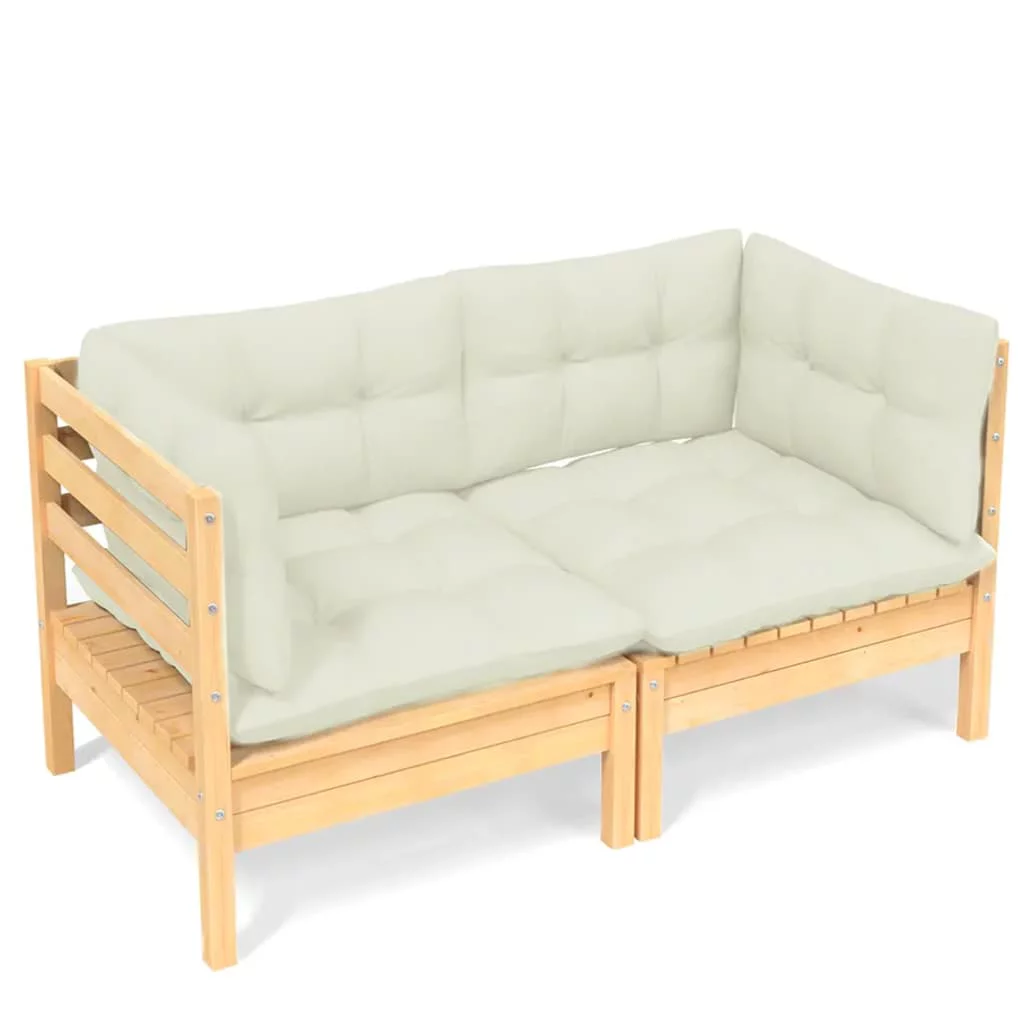 Aibecy 2-Seater Patio Sofa with Cushions Solid Pinewood