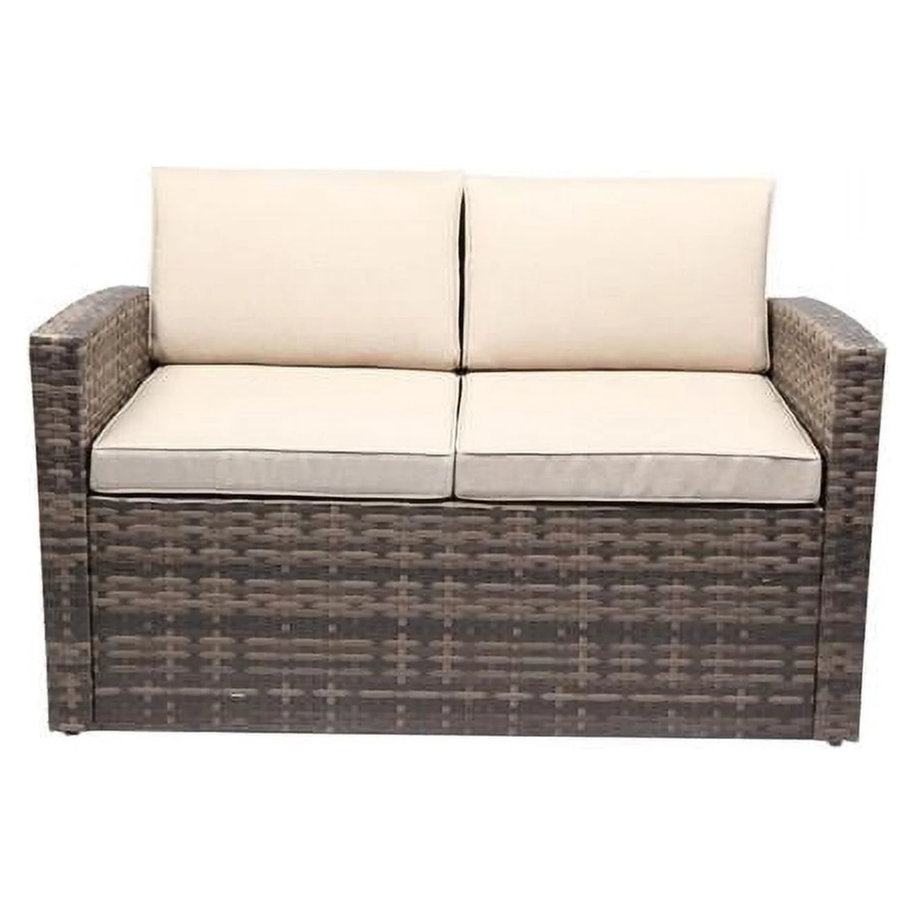 Outdoor Two Seater Rattan Pool Patio Garden Sofa with Cushions - Mixed Grey, Dark Grey & Light Grey