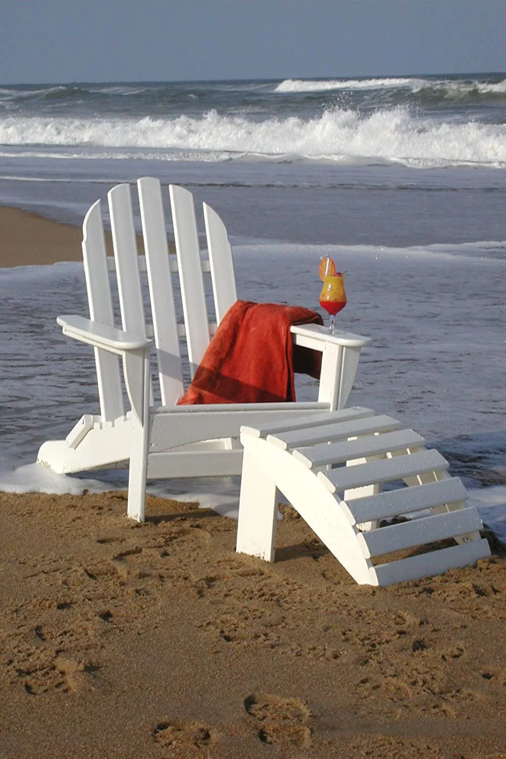 MINGFENG AD5030WH Classic Folding Adirondack Chair, White 35.7 x 29 x 35.7 inches