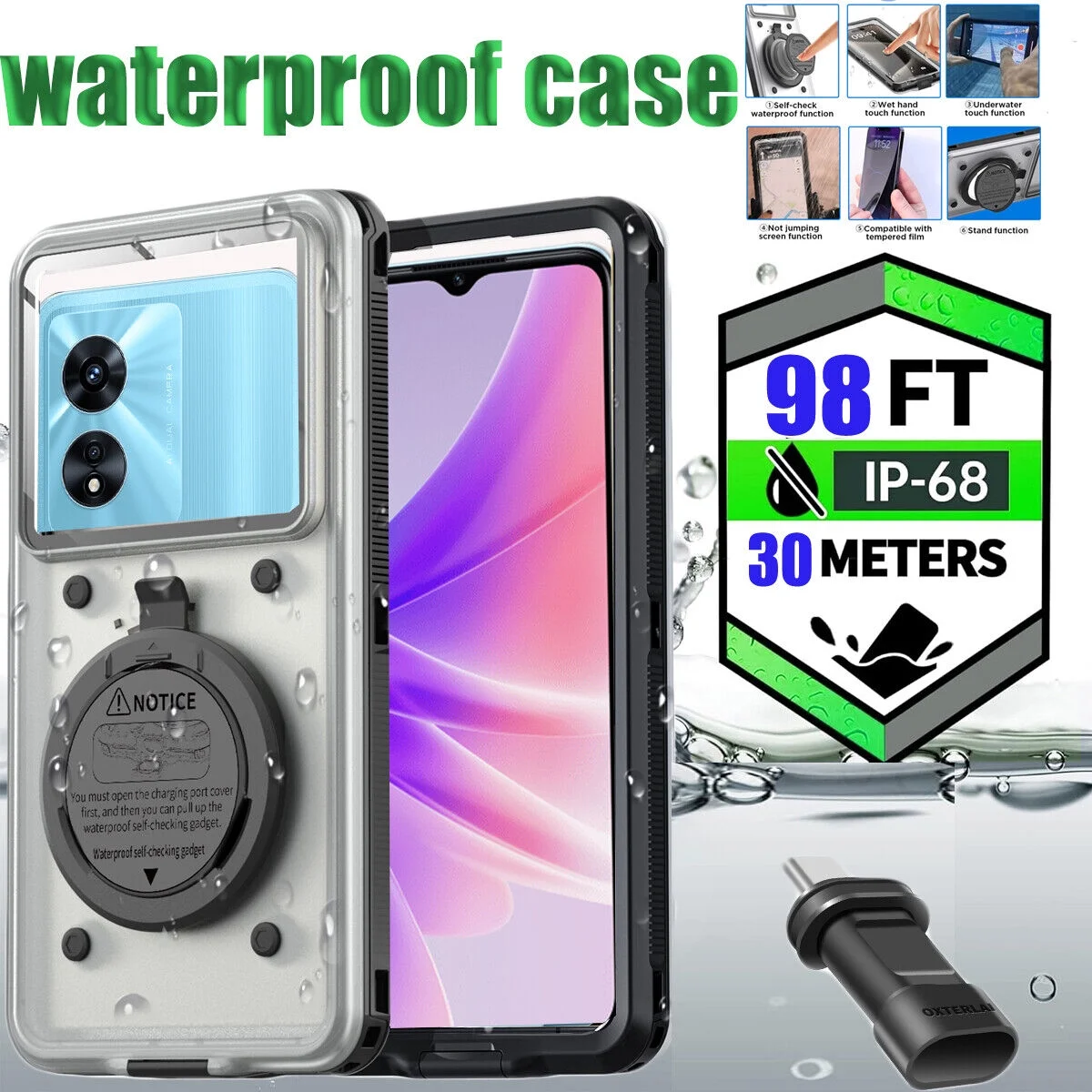 For OPPO A79 A38 A17 A18 A58 A78 A98 Waterproof Case Shockproof Self Check Cover