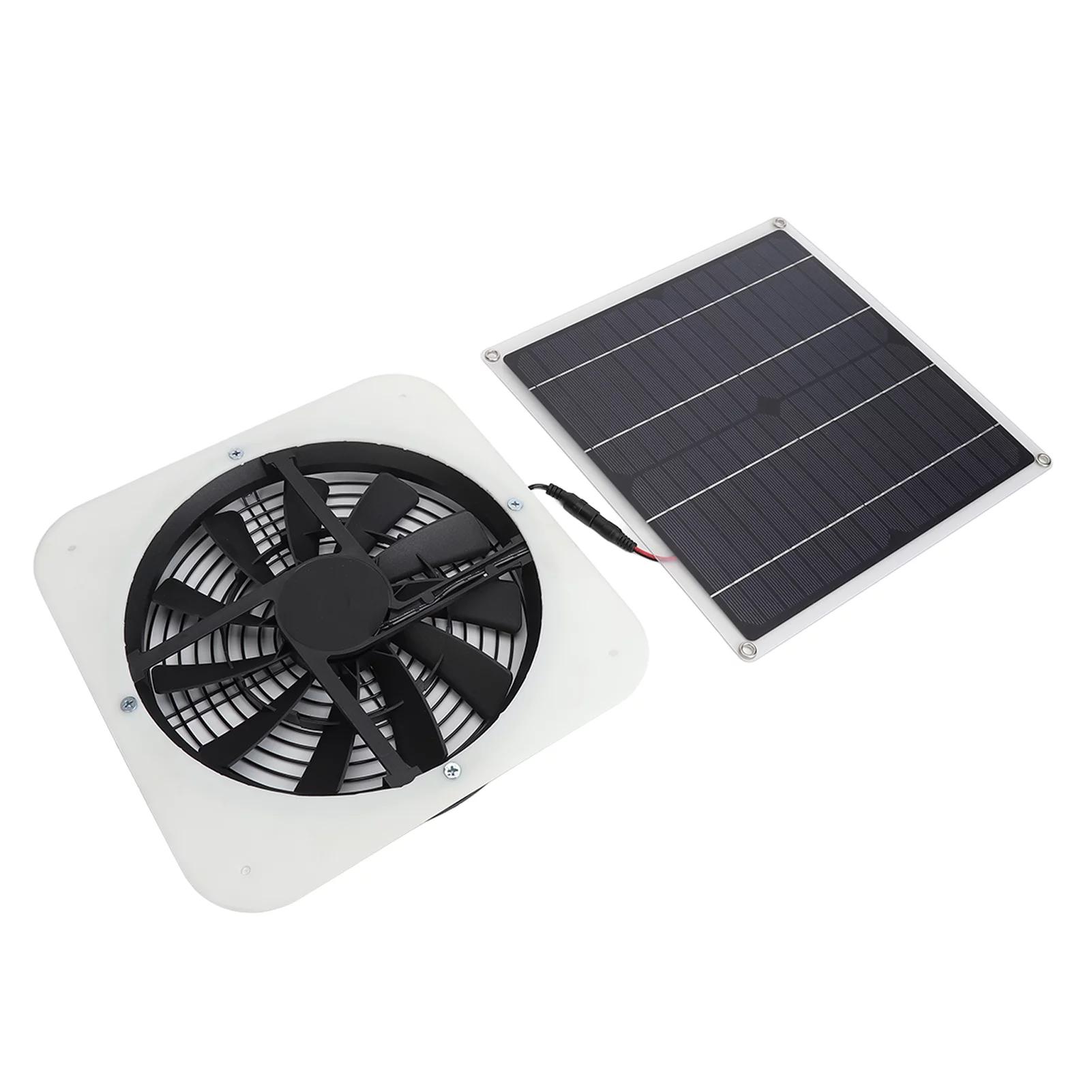 Solar Panel Fan Kit, 100W Solar Powered Solar Exhaust Fan Panel with 10 Inch Round Fan for Greenhouse Shed Chicken Coop(White)