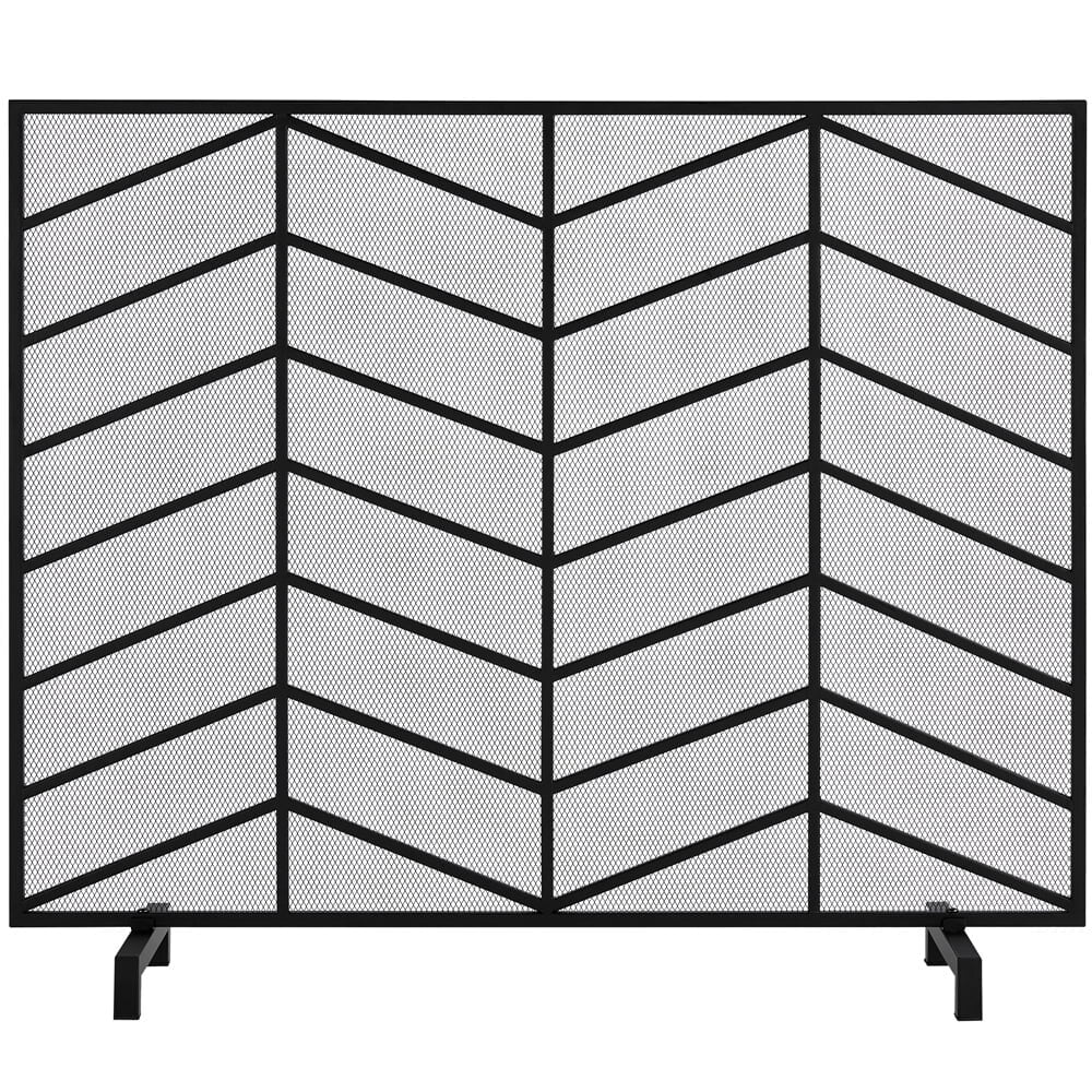 Single Piece Metal Fireplace Screen Fire Fence Decorative Mesh Cover