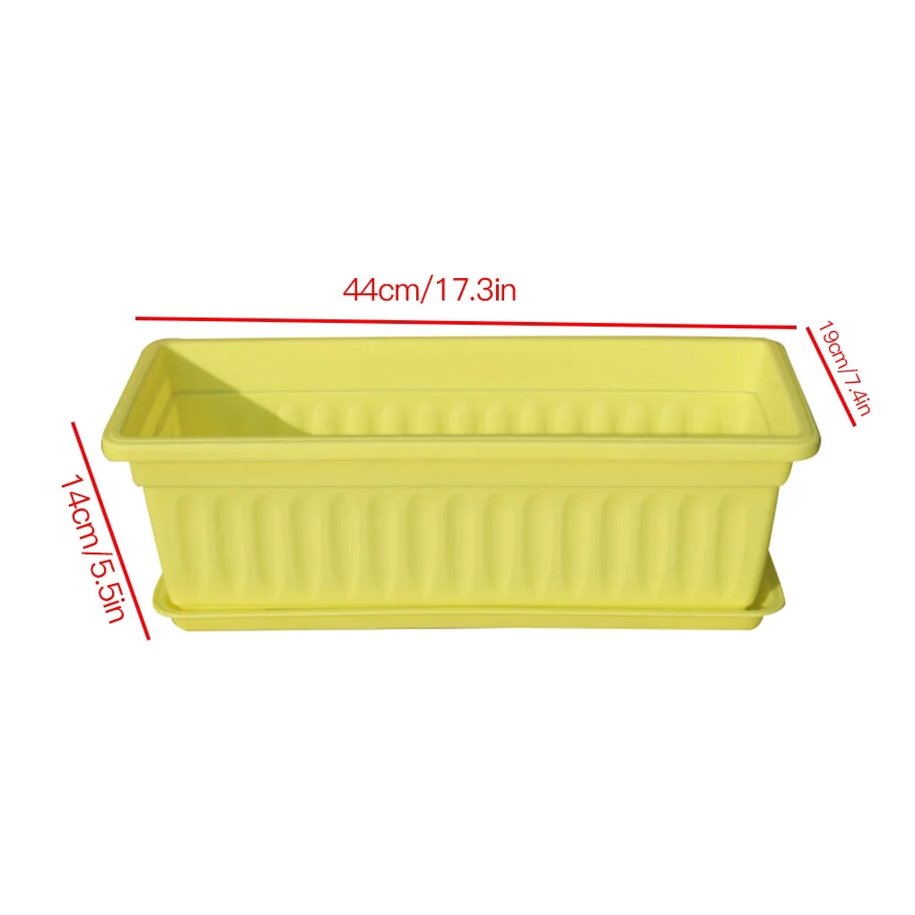Dido 3pcs Resin Rectangular Planting Pot Drainage Hole Vegetable Flower Planter Home Garden Plant Tray Yellow 44x19x14cm
