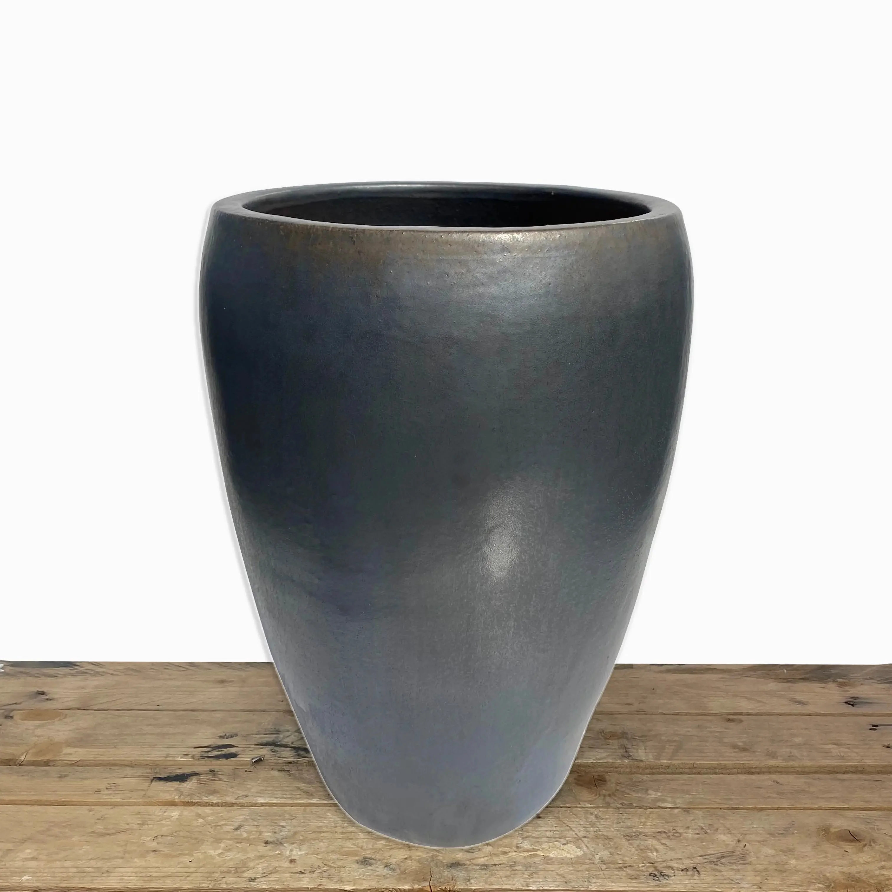 Matte Black Ceramic Wide Noodle Pot - Handcrafted Planter - Indoor/Outdoor Use