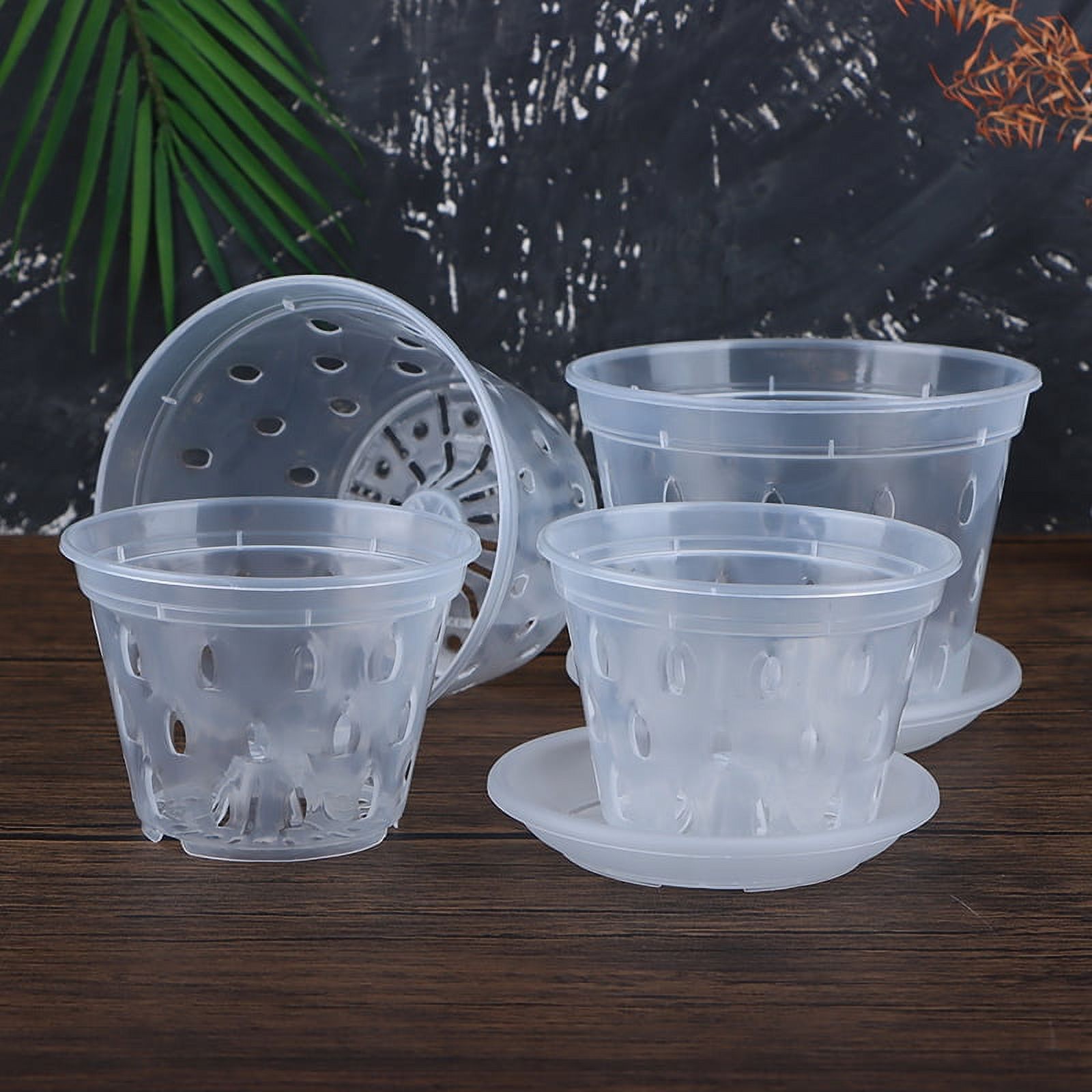 Breathable Transparent Plastic Flower Pot with Drainage Holes - Orchid Basket Garden Planter Accessories for Healthy Plant Growth.
