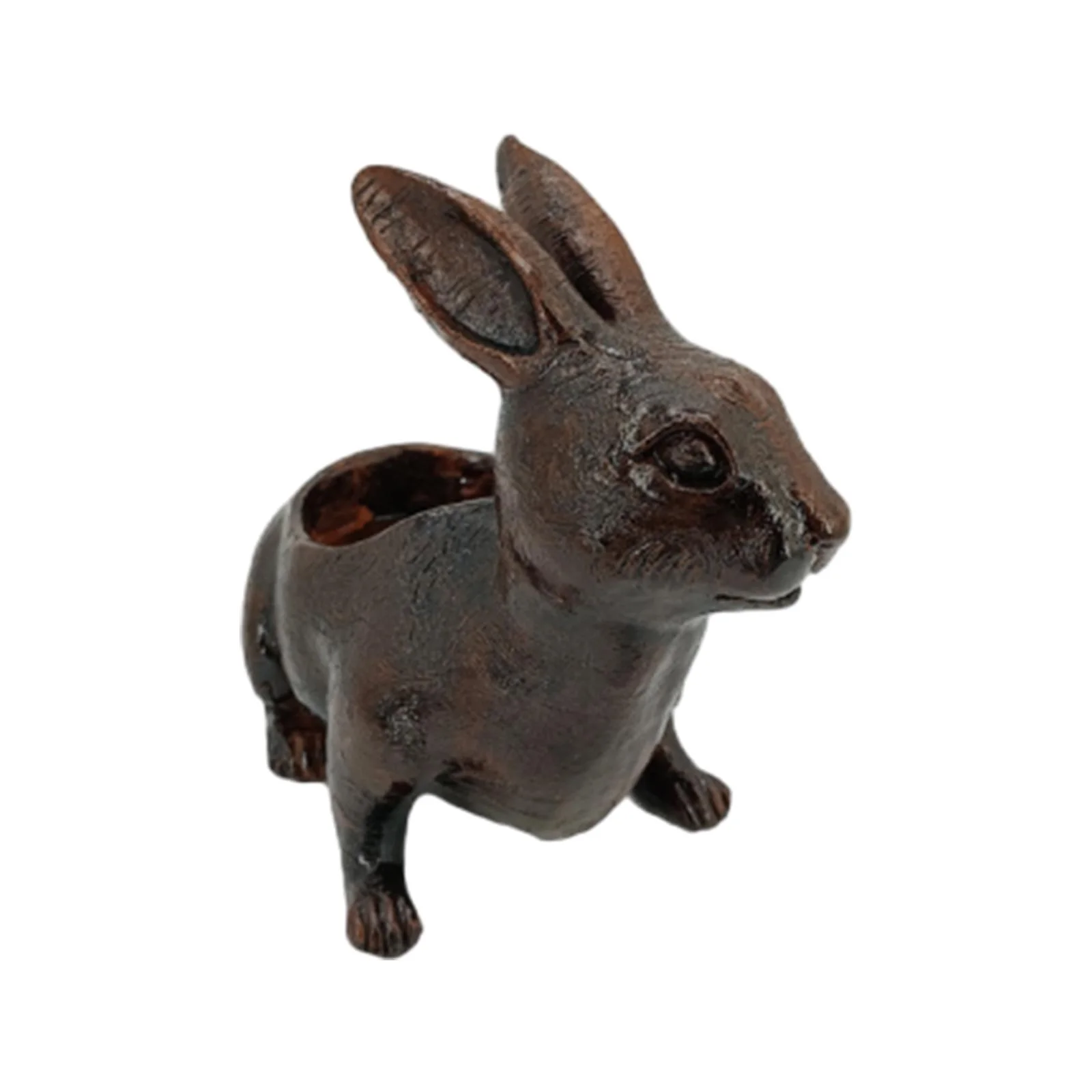 simhoa Animal Planter Rabbit Plant Pot Container Office Bunny Flower Vase Flowerpot for Indoor Outdoor Plants Porch Lawn Shelf Patio Deep Brown