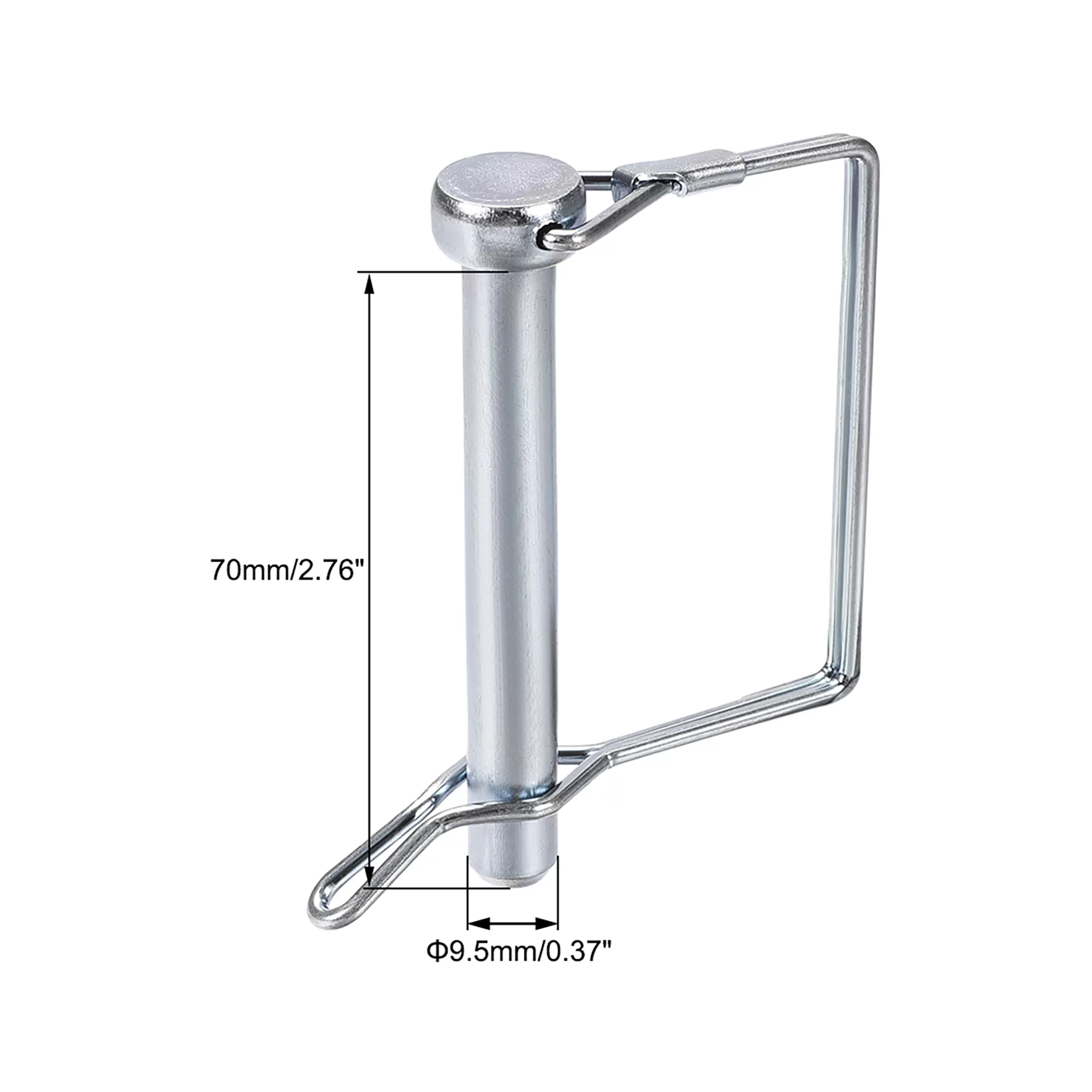 Shaft Locking Pin w Ear 9.5 x 70mm Coupler Pin for Farm Trailers Wagons Lawn Garden in Square