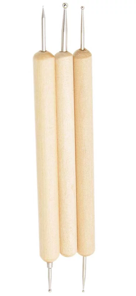 ARTISTS BEST 3 Piece Set of Rounded Tip Sculpting Tools | Double & Single Ended | Wood Handles | Vinyl Pouch Storage | Ideal for Clay & Wax Sculpting