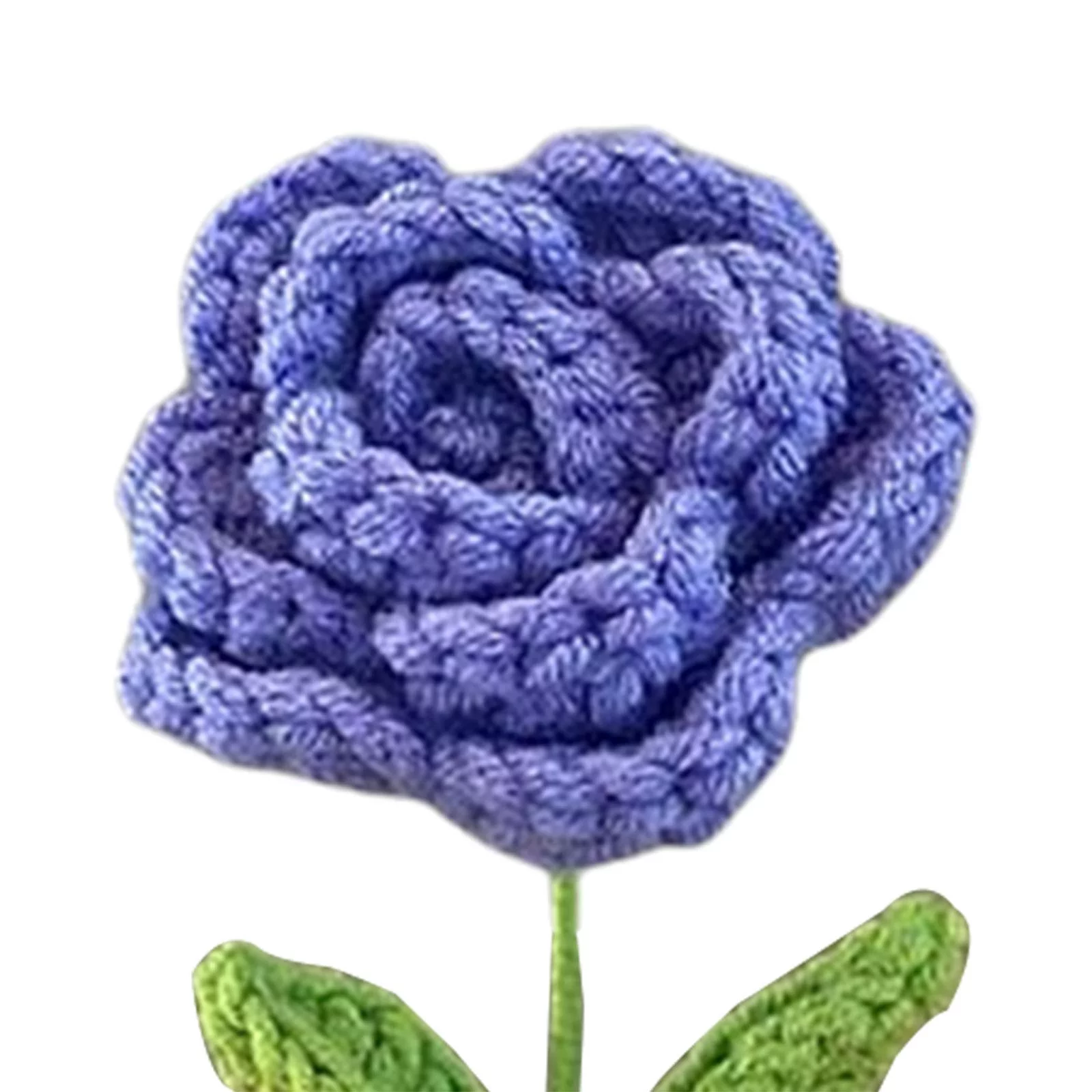 Handmade Beginner Knitted Flowerpot Small Potted Flower Crochet Craft Set Includes Blue Rose