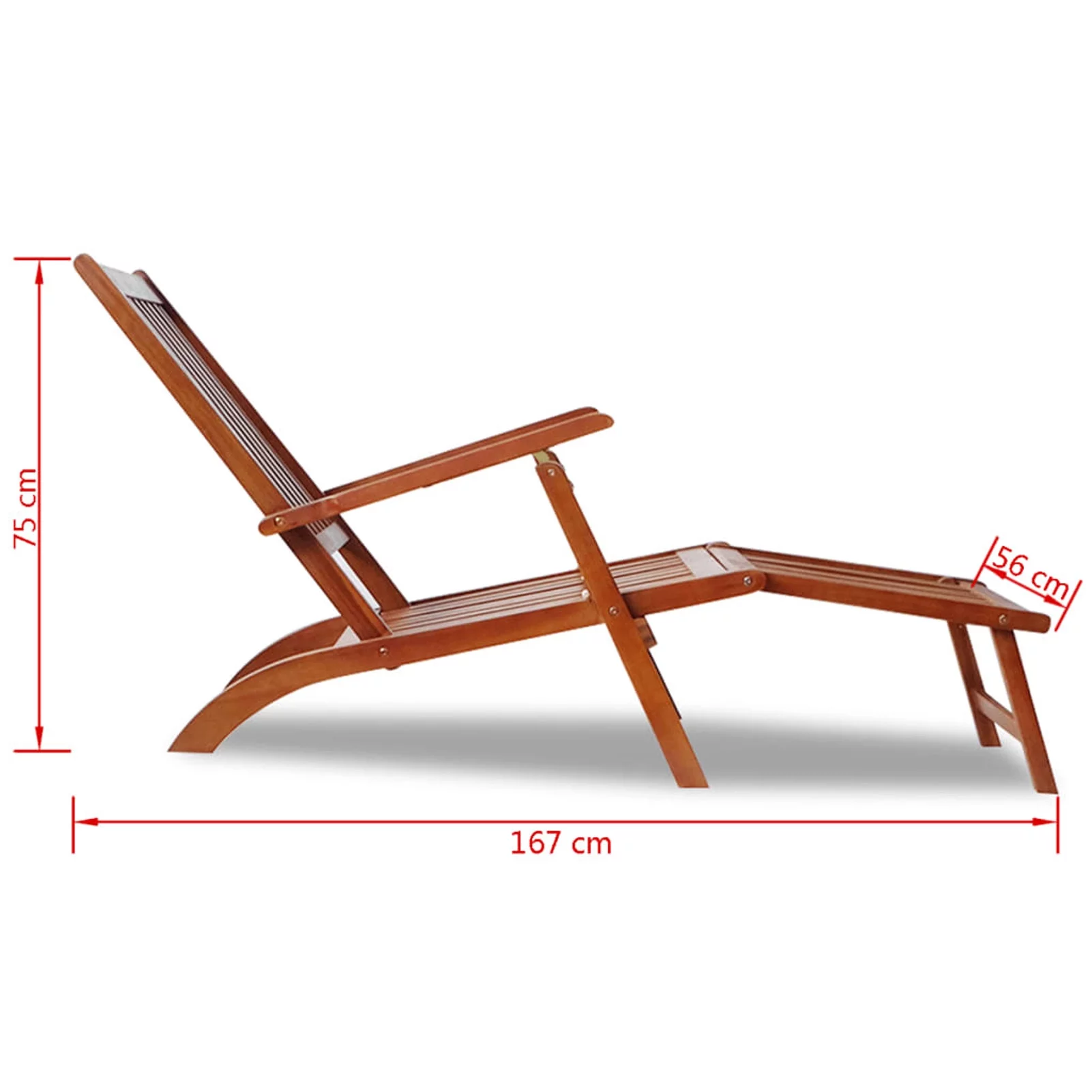 Tomshoo Patio Deck Chair with Footrest Solid Acacia Wood