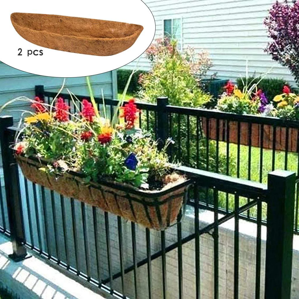 2Pcs Natural Trough Shaped Coco Liners Planter Pots Inserts Liner Flower Pot 30 inch