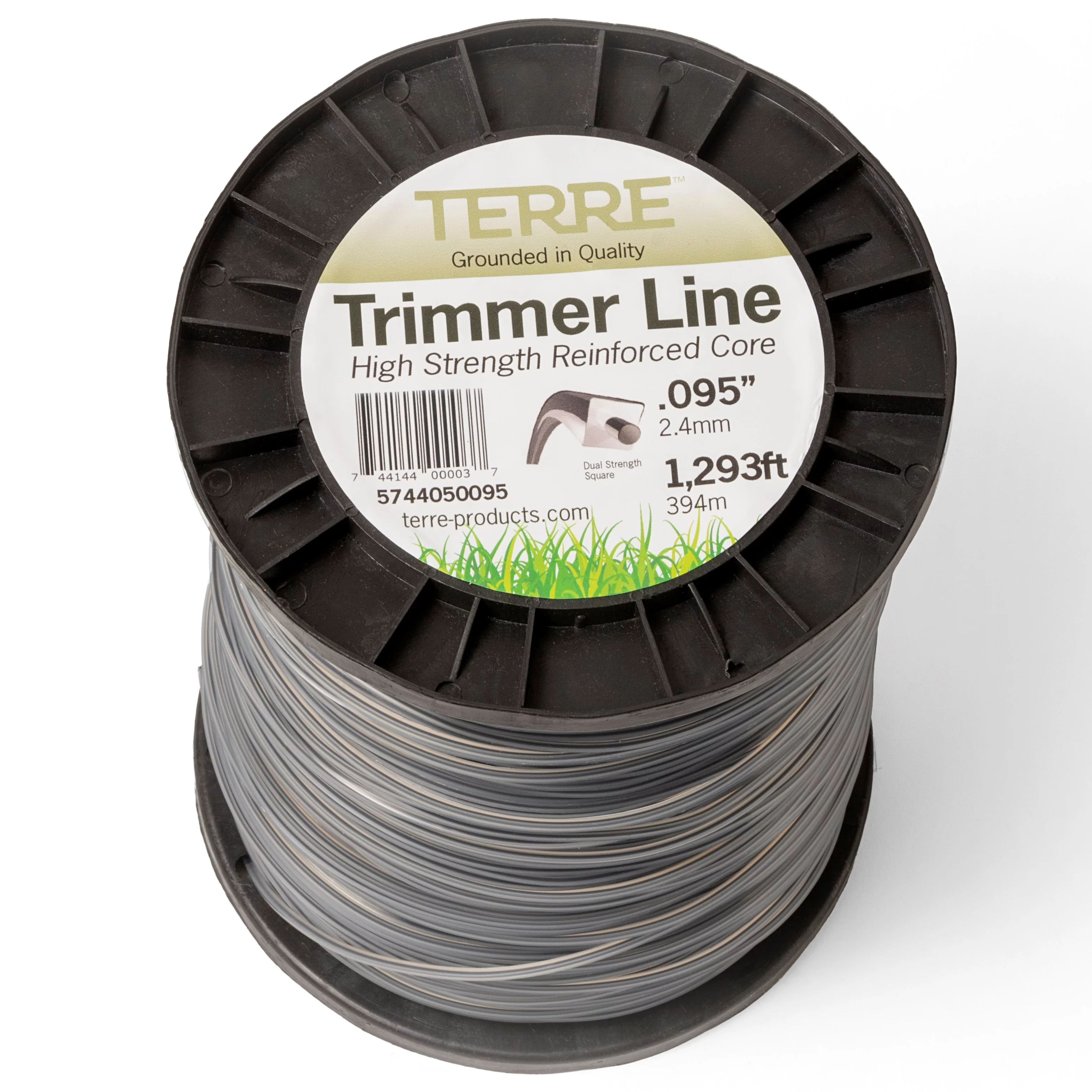 Terre Products Commercial Grade 095 Trimmer Line Square, 5 lb. Dual Strength Quality Weed Eater String, Line Length 1293 ft., Weed Wacker String Trimmer Replacement Size .095 inch.