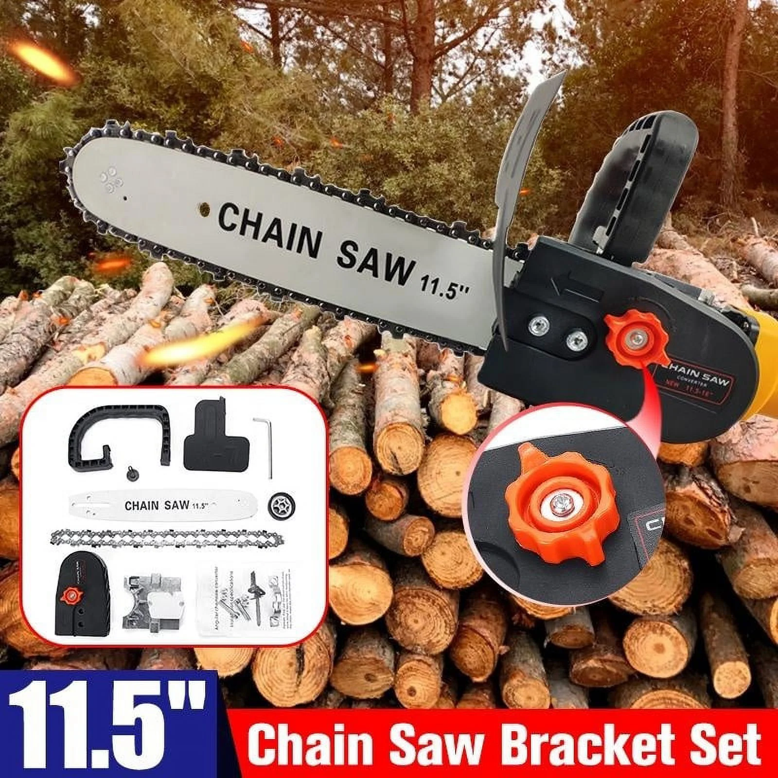 1 Set of Universal Converter Woodworking ChainSaw for Changing Angle Grinder Change Into Electric Chain Saw
