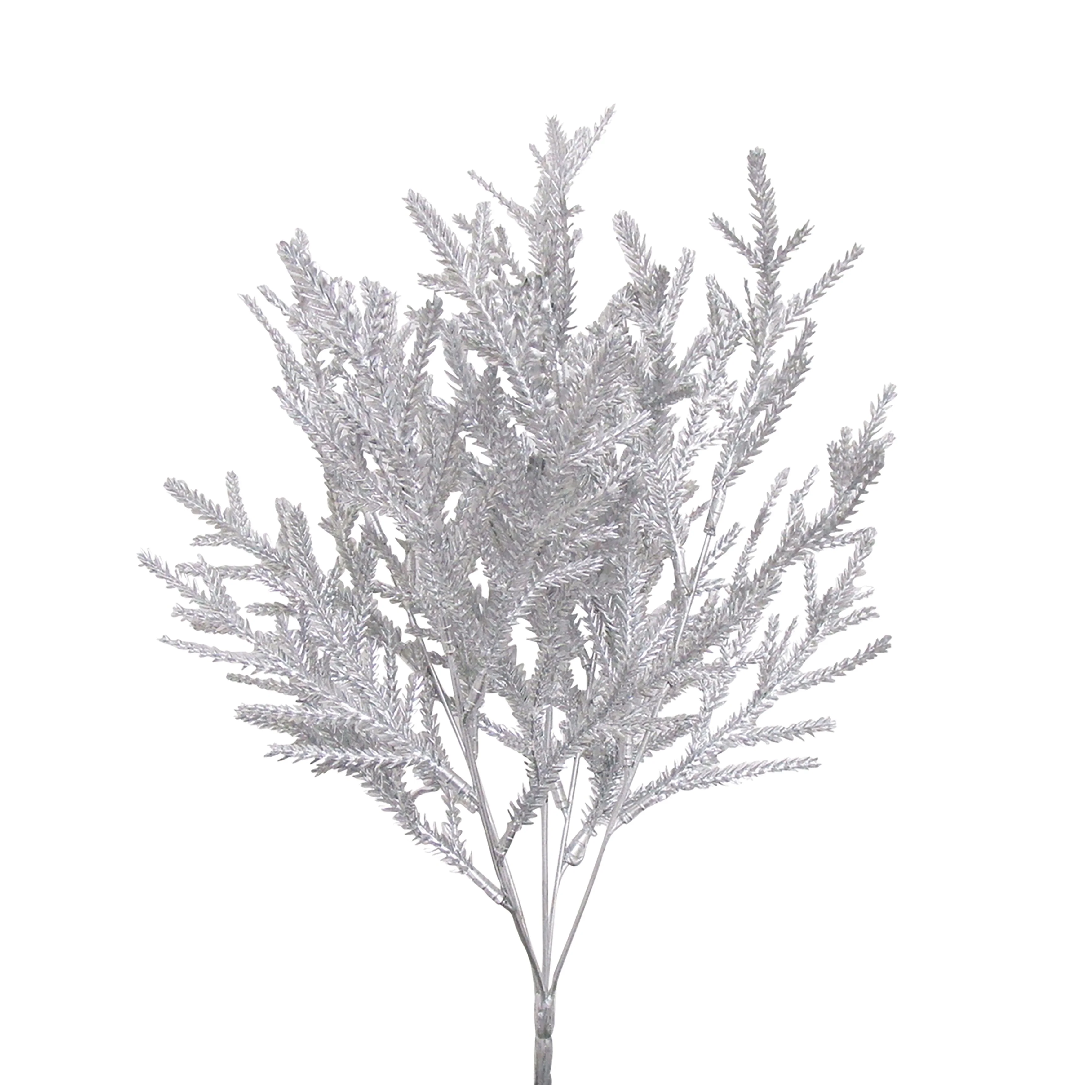 Living Luxury Set of 2 Silver Artificial Cedar Pine Leaf Stem Christmas Spray Bush 16in - 16