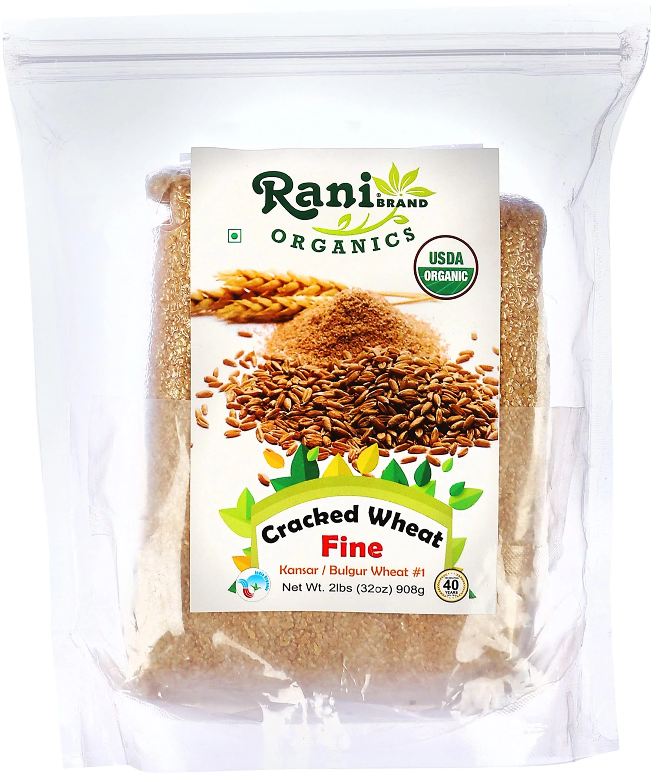 Rani Organic Cracked Wheat Fine (Kansar/Bulgur Wheat#1) 32oz (2lbs) 908g ~ All Natural | Vegan | NON-GMO | Indian Origin | USDA Certified Organic