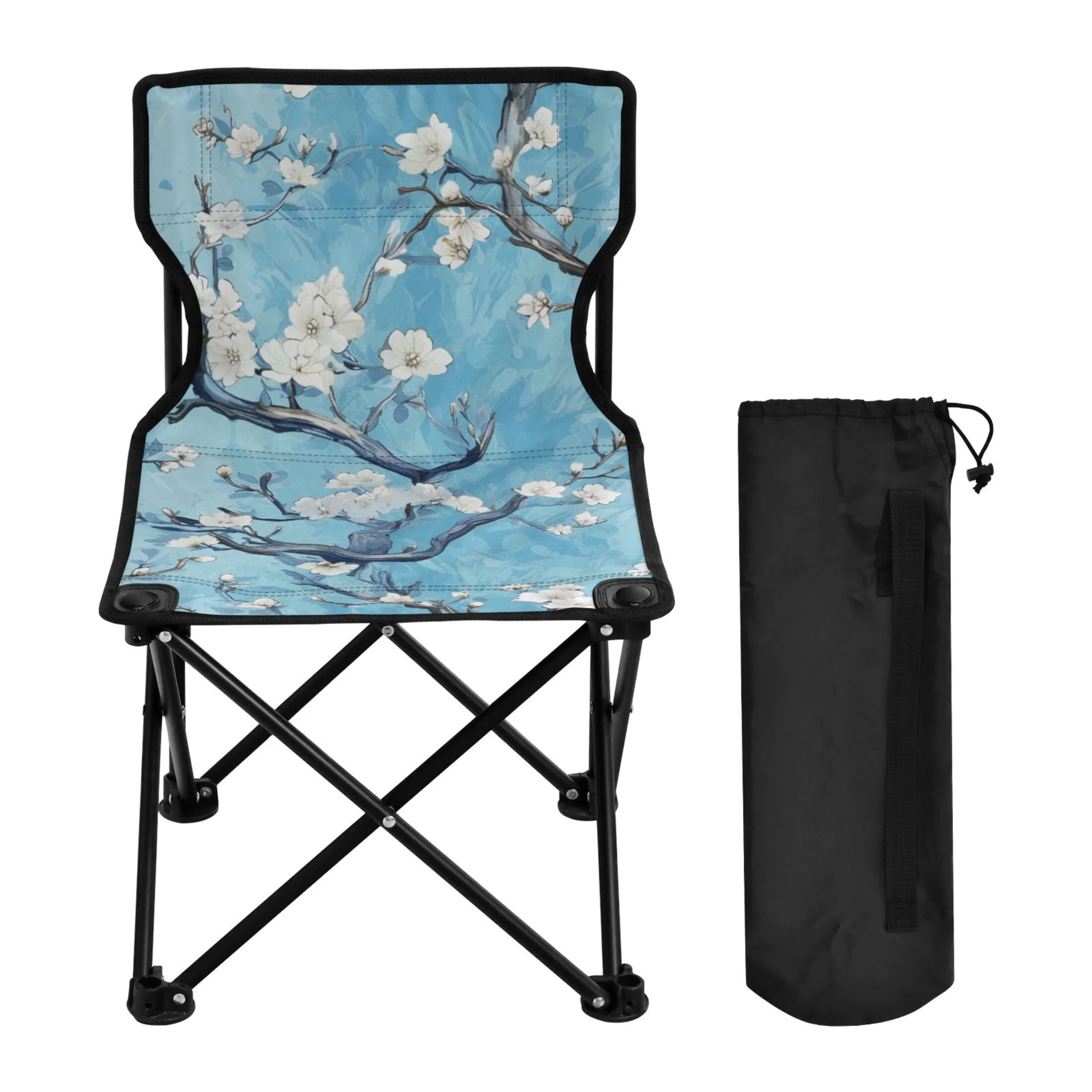 Abstract Floral on Branch Portable Camping Chair Small for Kids Outdoor Folding Beach Chair Fishing Chair Lawn Chair with Carry Bag
