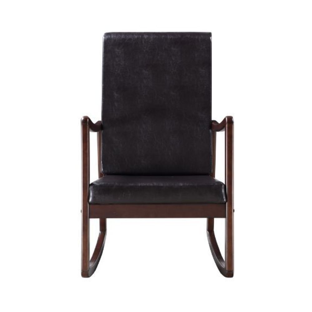 Raina Rocking Chair, Dark Brown PU & Espresso Finish