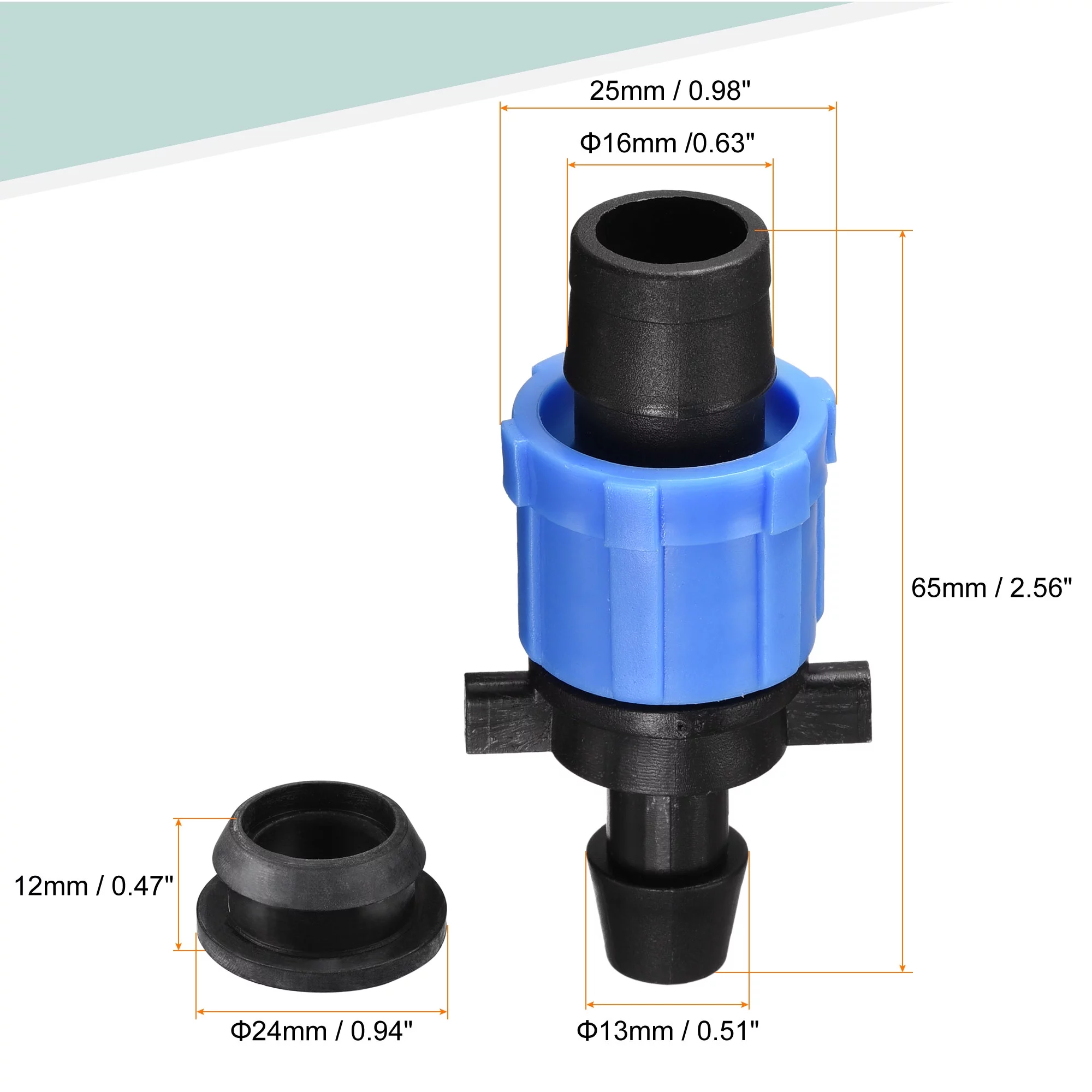 Uxcell Drip Irrigation Coupling 16mm Barbed Locking Fitting with Washer Blue 10 Pack