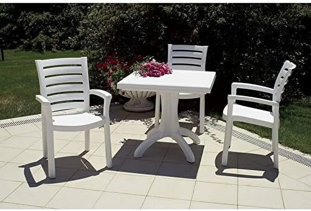 MQLIFEBOOM Marina Resin Patio Dining Arm Chair in White ()
