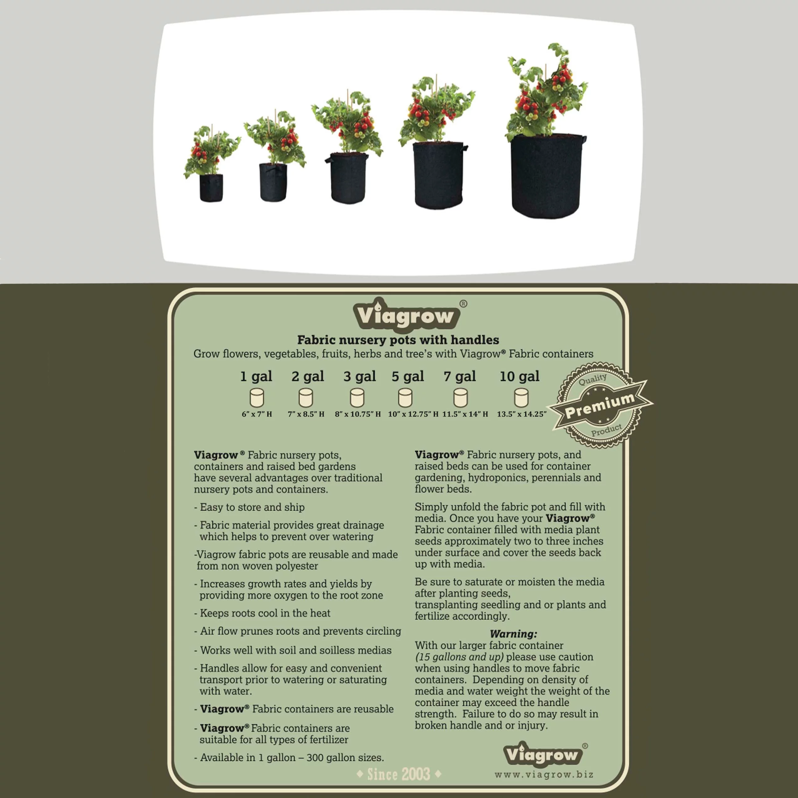 2 Gal. Breathable Fabric Root Aeration Pot with Handles (10-Pack)