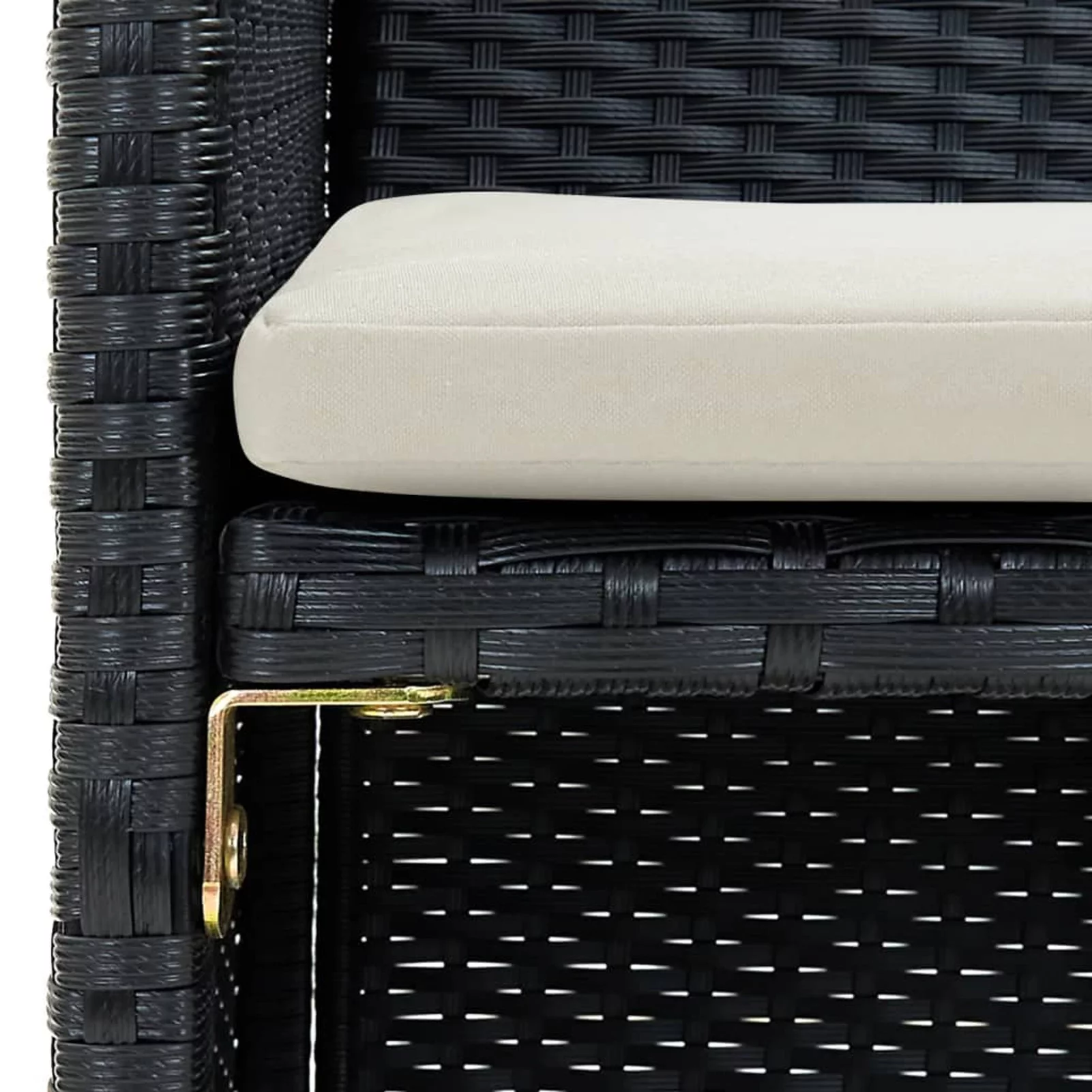 Uteam Black Poly Rattan Patio Sofa Cushioned 2 Seater Outdoor Furniture