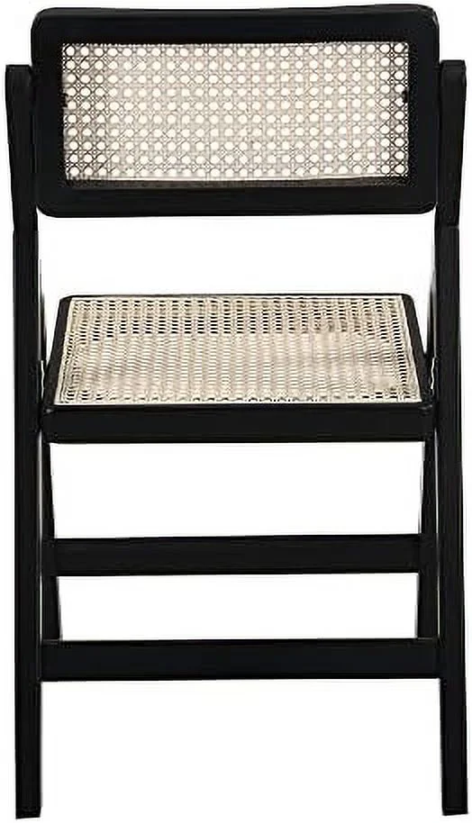 xrboomlife Frances  Folding Cane Rattan Chairs (Black)