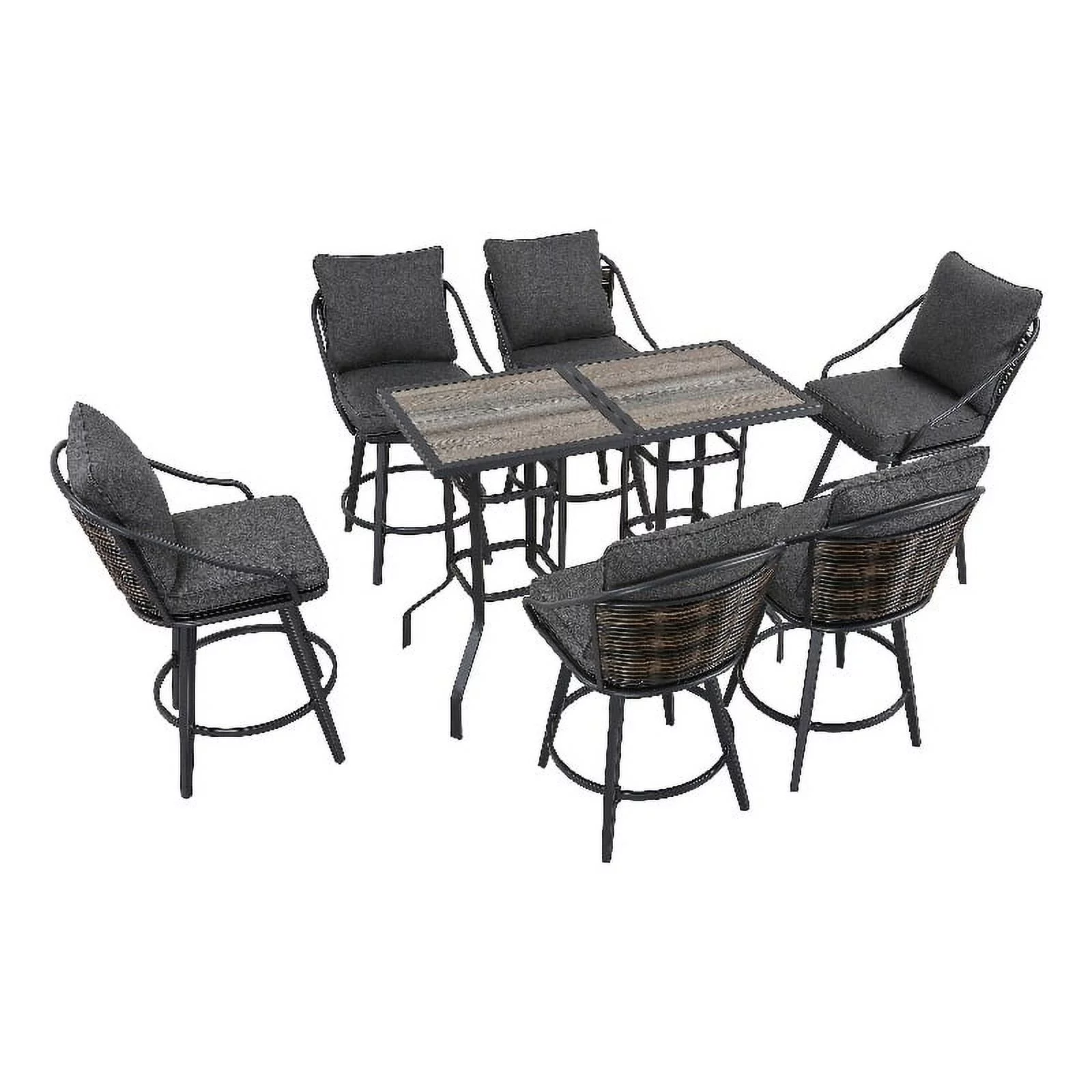 Patio Festival Metal 8-Piece Outdoor Dining Set in Gray Finish