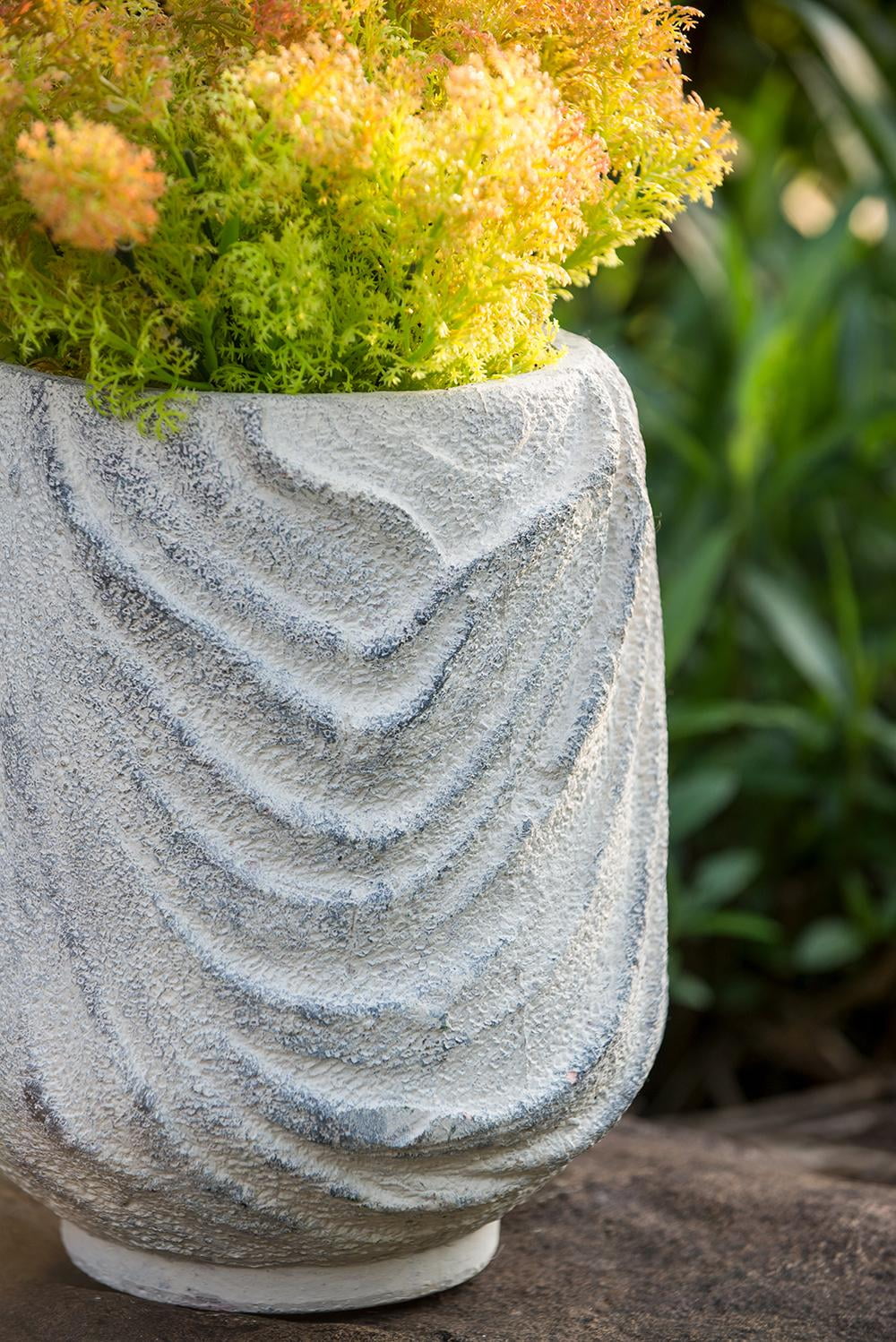 A&B Home Gray Terracotta Planter with Asymmetrical Wavy Texture 8.5