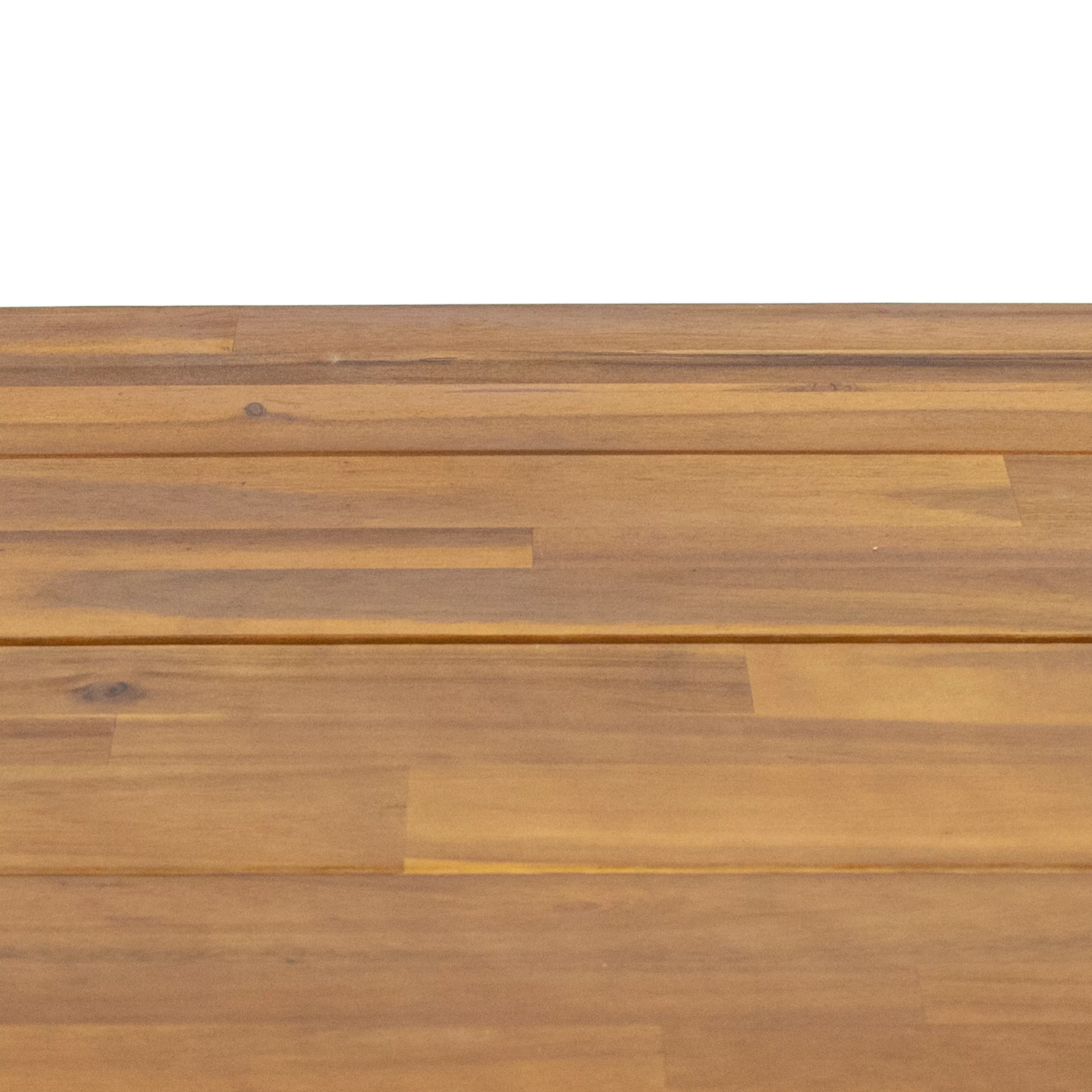 Zhyair Outdoor Modern Industrial 7 Piece Acacia Wood Dining Set, Teak and Black