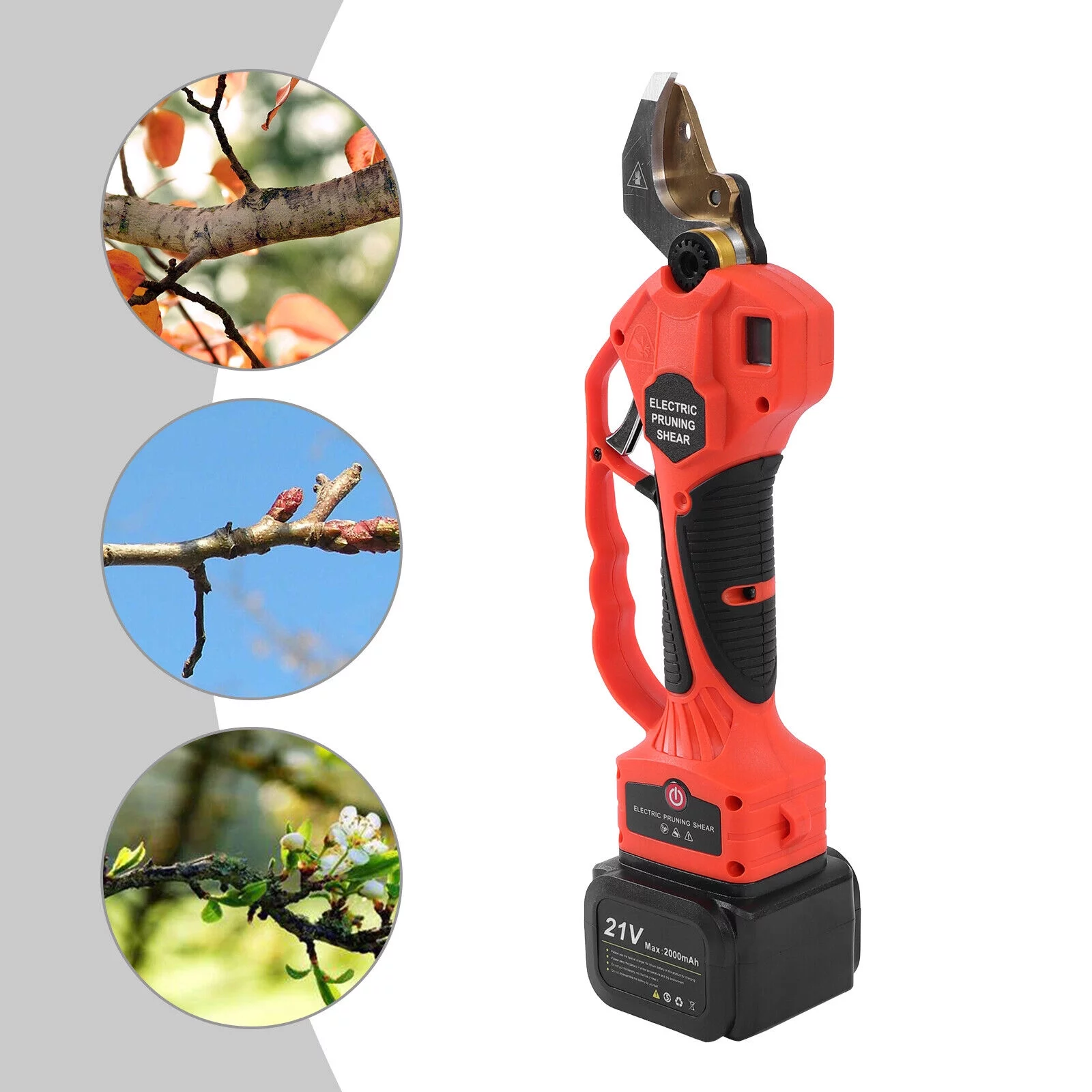 Electric Pruner Cordless Pruning Shears with High Reach Extension Pole Tool Belt Electric Cordless Pruning Shear Carbon Steel Sharp Blade Tree Garden Trimmer