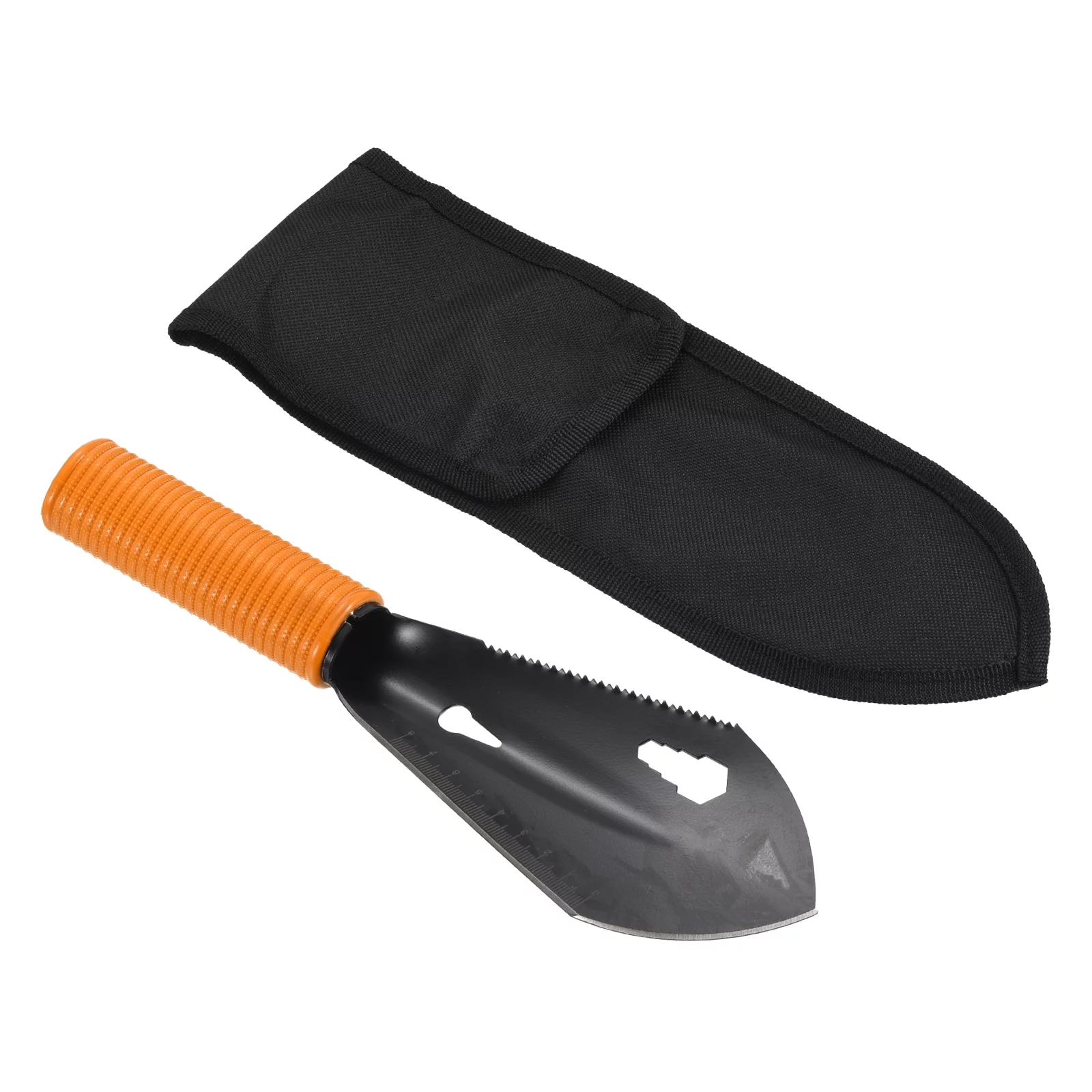 Uxcell Hiking Trowel Backpacking Trowel Camping Shovel MultiPurpose Tool with Carrying Bag Black Orange