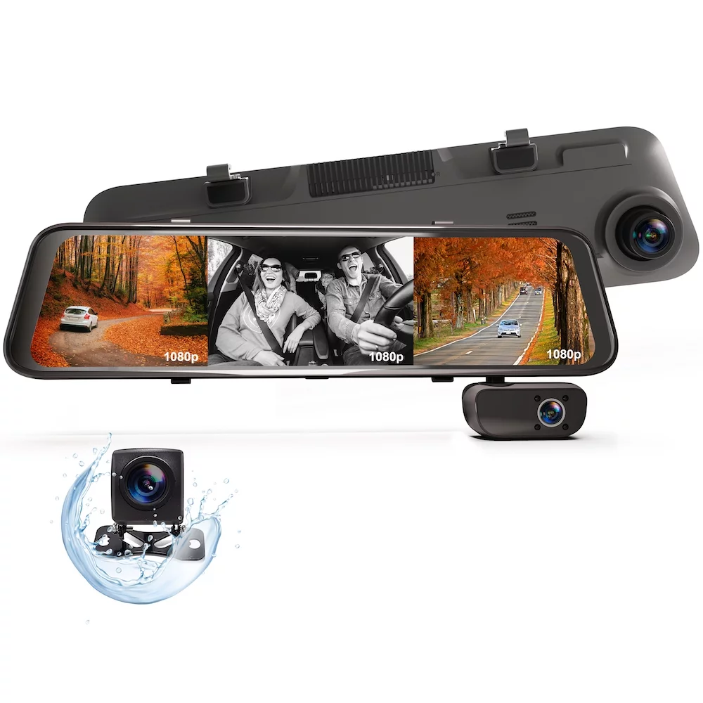 Rexing M3 1080p 3-Channel Mirror Dash Cam with Smart BSD GPS