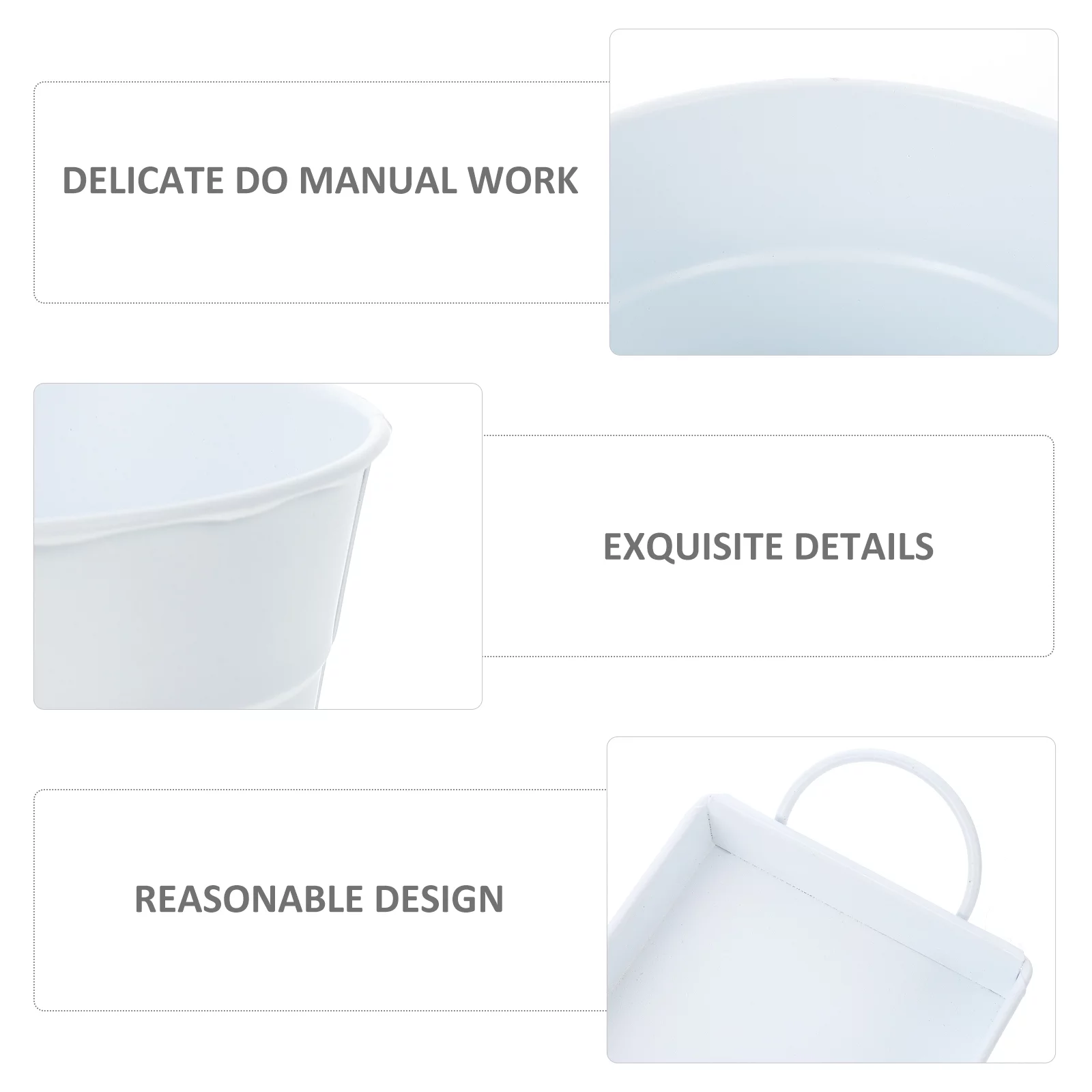 1 Set of Iron Flower Pots Balcony Round Bucket  Flower Holders with Tray