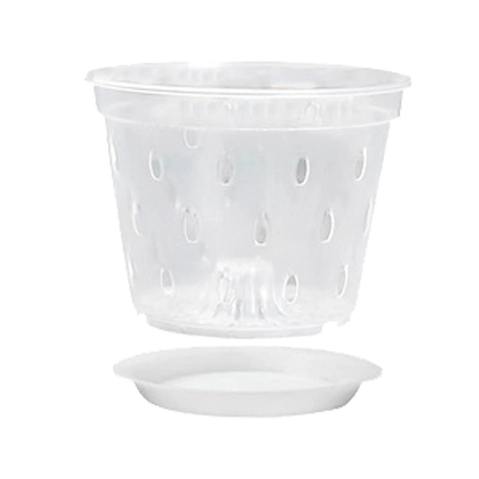 MVNSFEW Small Flower for Succulents and Cactus 5 Inch Phalaenopsis Planter Clear Orchid Planter Root Control with Hole Basin and Tray