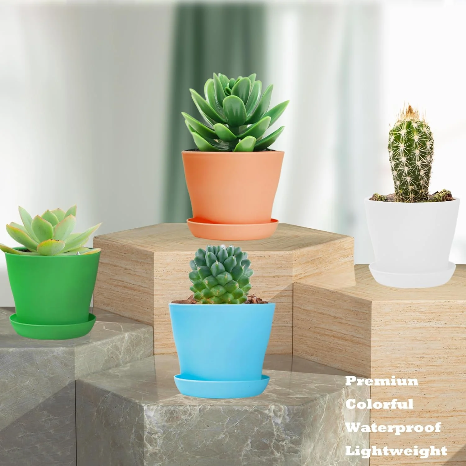 PandaTop 8 Pack Plastic Flower Plant Pots, Small Plastic Planters with Drainage,Thickened Seedlings Nursery Pots, Colorful Flower Plant Container Seed Starting Pots with Pallet (4inch)