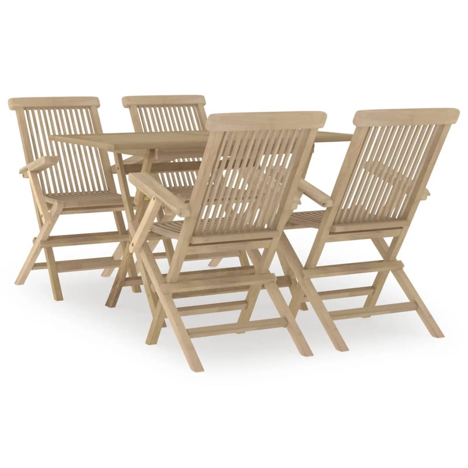 Uteam Teak Wood Patio Dining Set Solid Gray 5 Piece