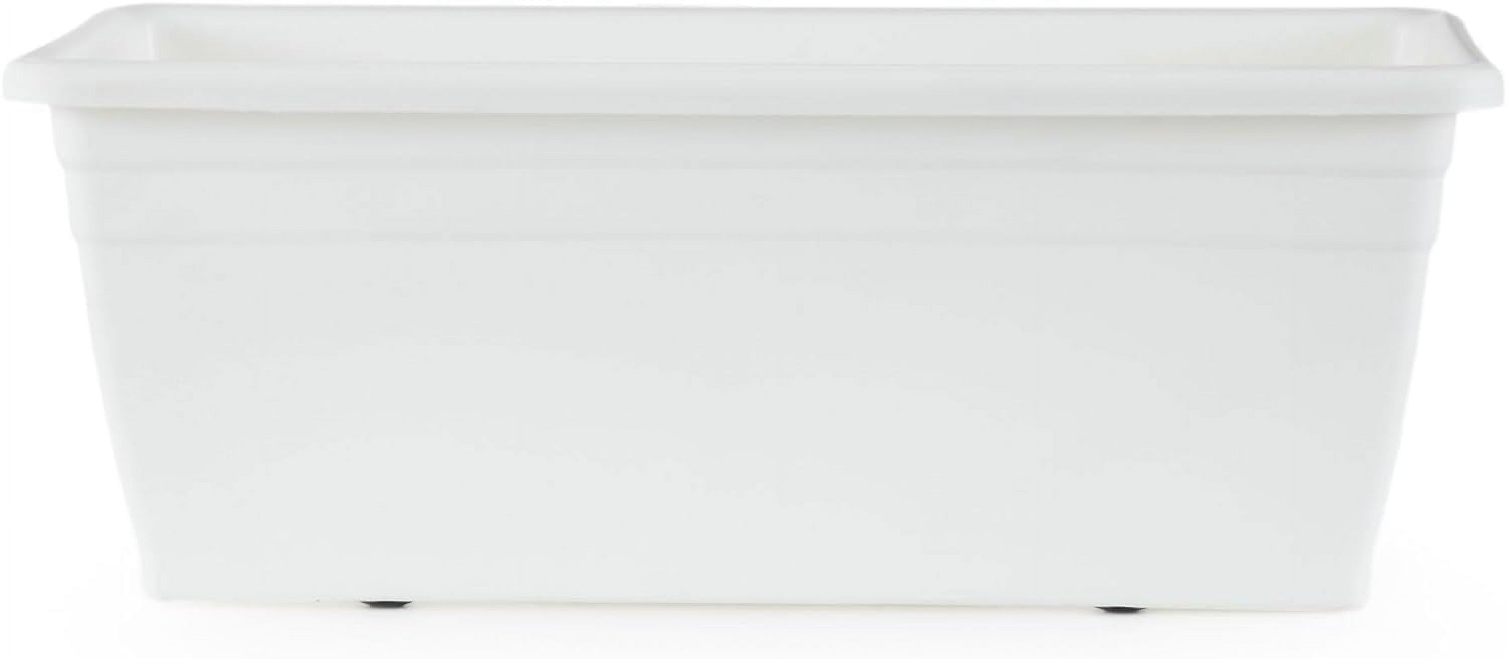 HC Companies 24 inches Deck Rail Box Planter with Easy Drainage Holes, Mounted Garden Flower Planter Boxes, White, Plastic, 4 Pack