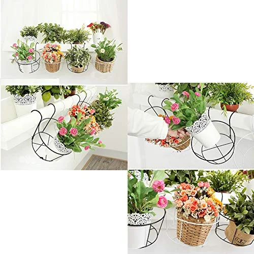 Vertical Hanging Planter Hanger Over Railing and Fence Flower Pot Holder Wall-Mounted Potted Plants Rack for Garden Balcony