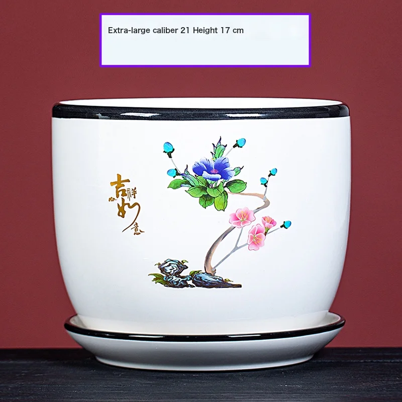 Flower Pot Ceramic Large Cartoons Green Dolo -Large Small Small Succession Plastic Flower Plant 303-Twinbird + Big Red Flower (2) Large Ceramic