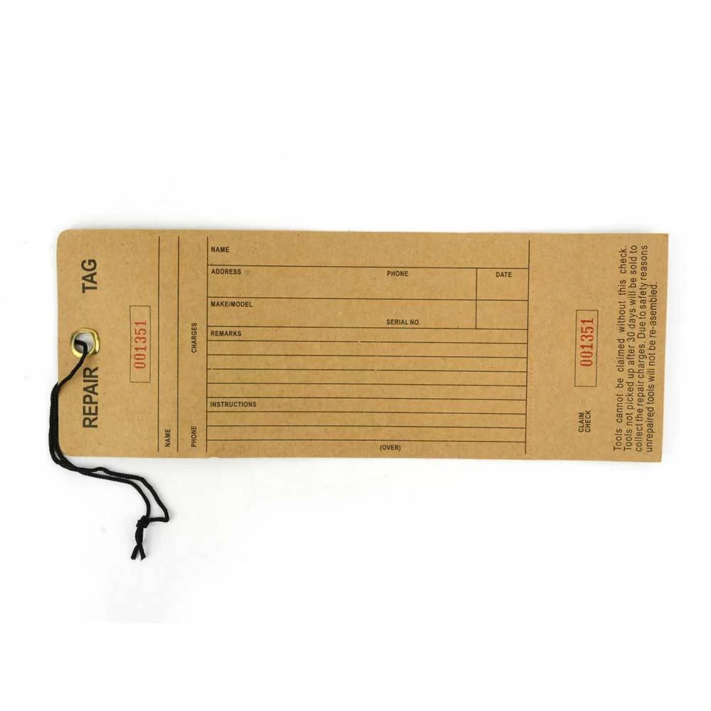 Heavy Duty Tie On Repair Tickets Tags