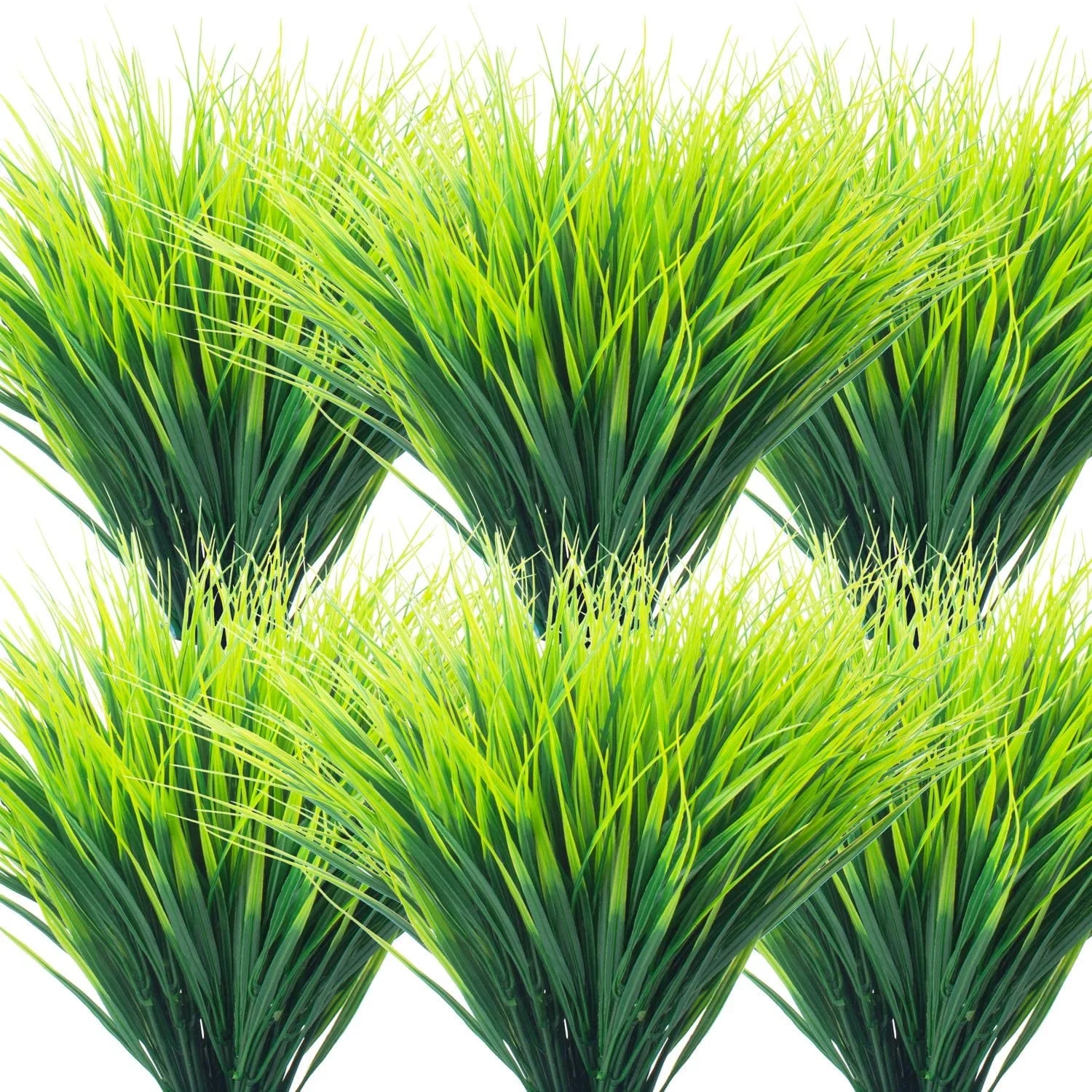 12 Bundles Artificial Outdoor Plants, Fake Wheat Grass Greenery Shrubs UV Resistant Faux Plastic Plants Garden Porch Window Box Decoration