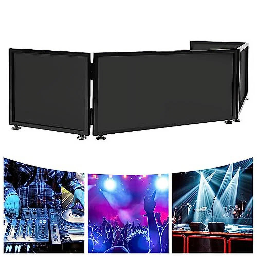 DJ Booth Portable DJ Booth, DJ Event Facade Foldable Cover Screen w/Travel Bag for Outdoor/Indoor Backyard Party (67