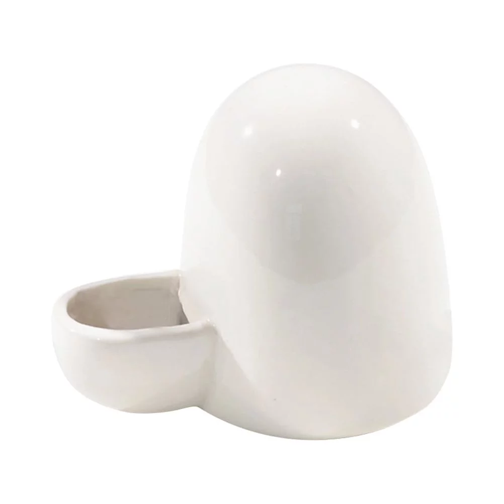 Thick Ceramic Home Pet Water Feeder Hedgehog Drinking Fountain Small Pet Water Dispenser (White)