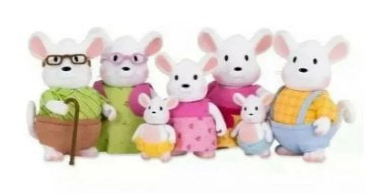 Lil Woodzeez Nibblekin Mouse Family, 7 Family Members with Grandparents