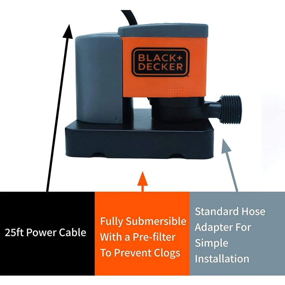 Black+Decker 350 GPH Submersible Pool Cover Pump