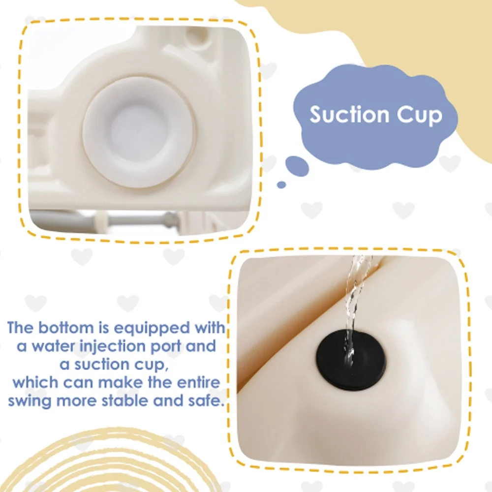 6 in 1 Slide and Swing Set, Climber Slide Playset with Fairy House, Freestanding Slide - Off-White+Grey