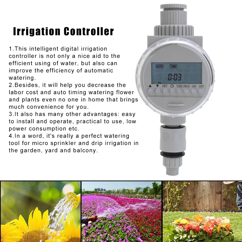 AbodyWhite Solar Power LCD Screen Garden Irrigation Control Auto Water Saving Irrigation Controller Digital Watering Timer