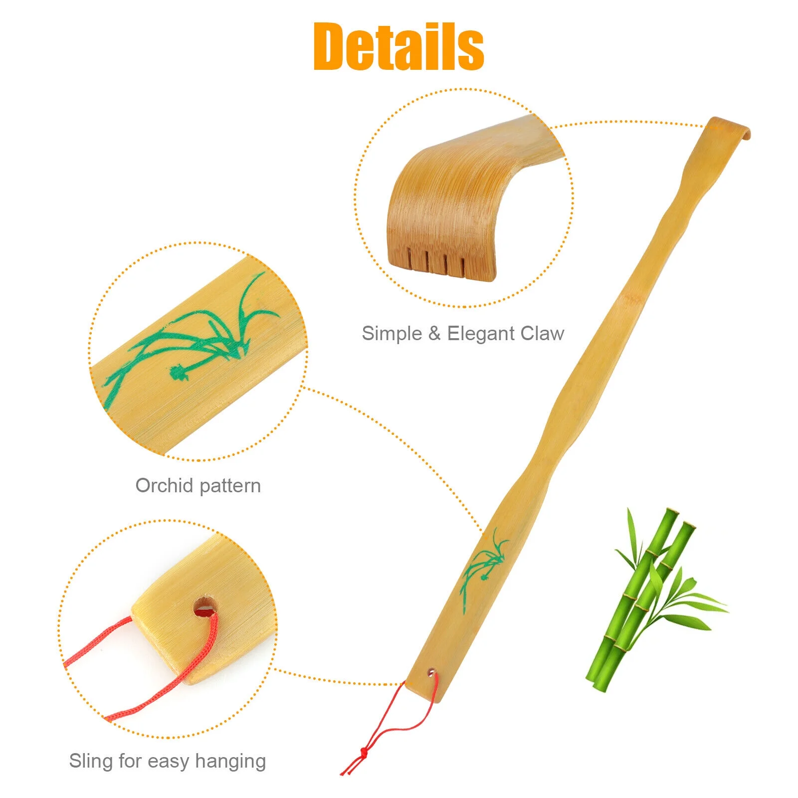 3X Natural Bamboo Wooden Tickling Rake Back Scratcher Pick Itch Relief Tool Gift