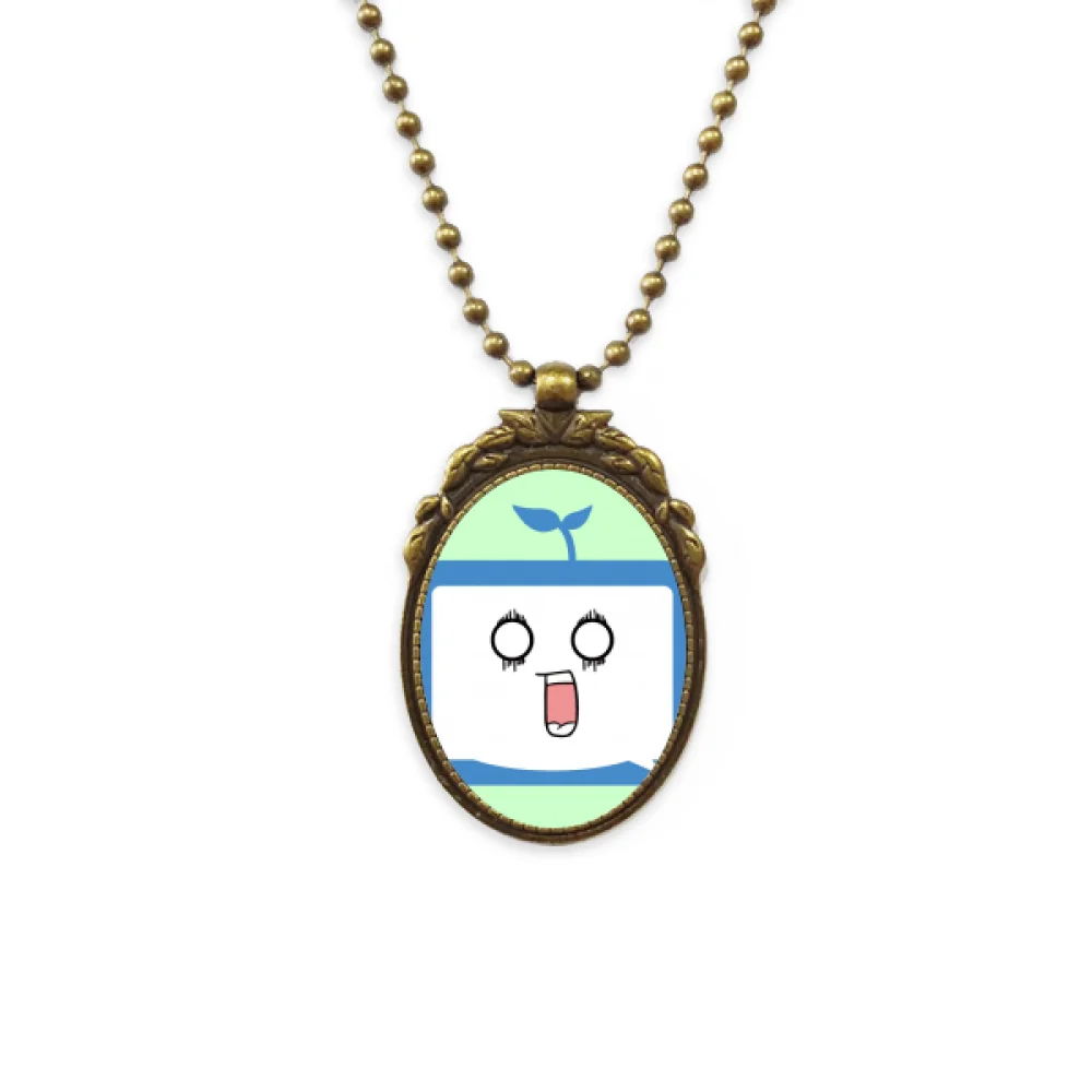 Saplings Surprised Small TV Happy Original Antique Necklace Brass Vintage Pendant Keychain